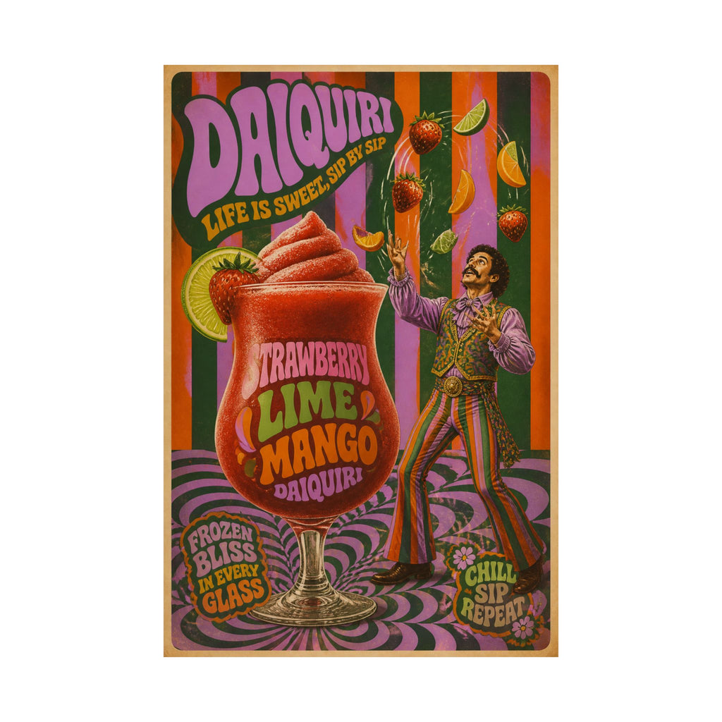 Daiquiri Fruit Juggler Wall Art Poster 18×24 Psychedelic Cafe Decor Maximalist Print