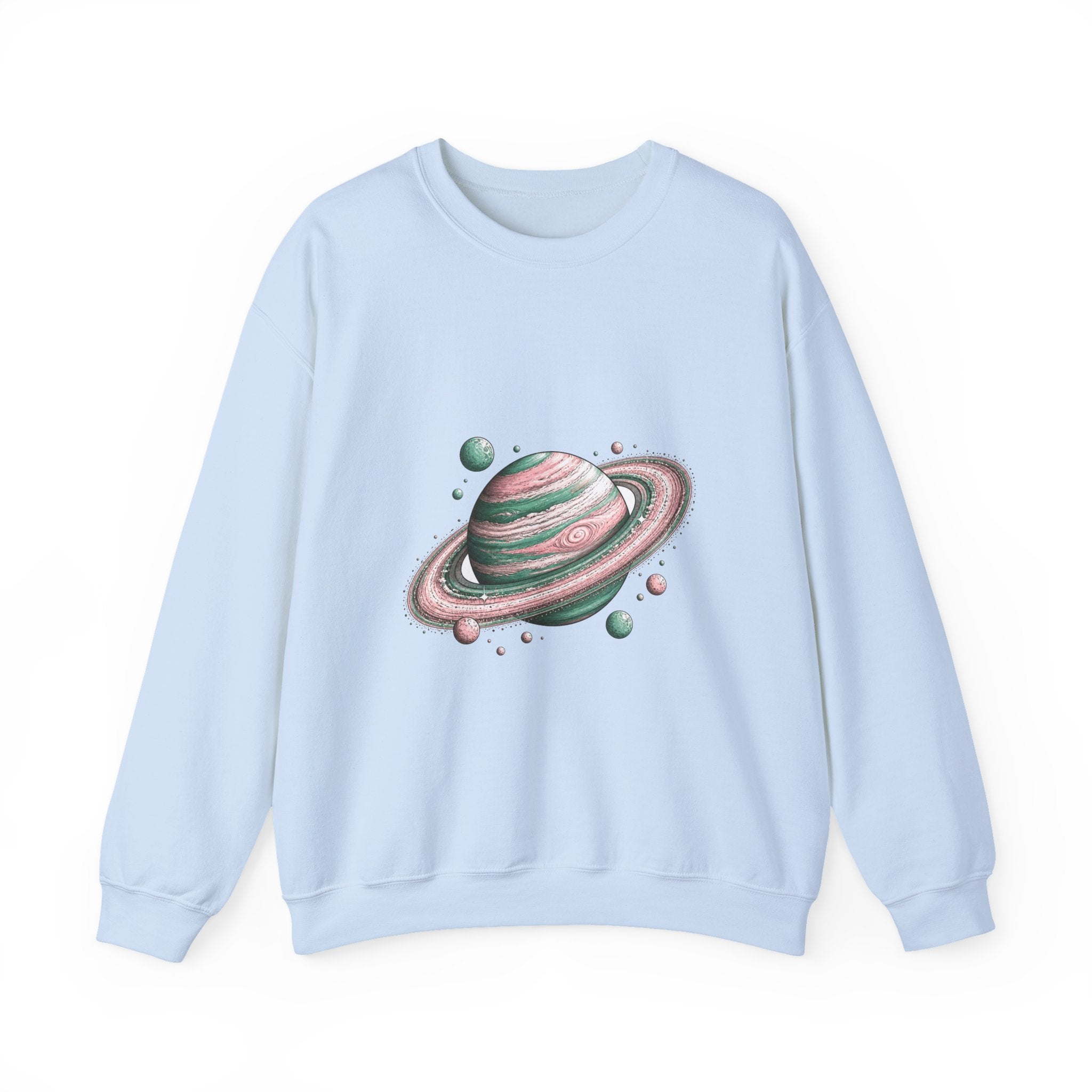 Matching Couple Sweatshirt - Astronaut & Planet Matching Couple Premium Fleece Sweatshirt Hand-Drawn Art His Hers Anniversary Gift - Design B