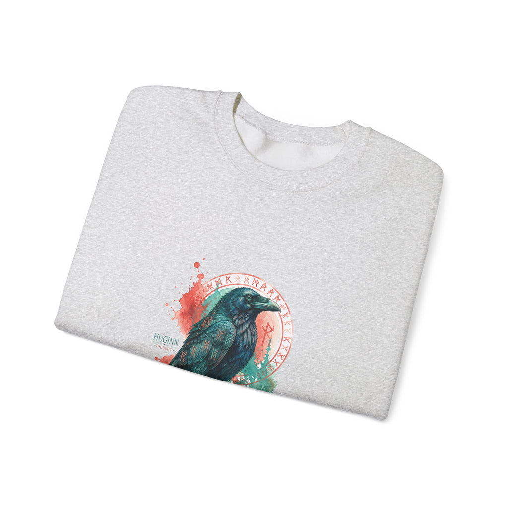 Matching Couple Sweatshirt - Huginn & Muninn Matching Couple Crewneck Sweatshirt Watercolor Art His Hers Engagement Gift - Design A