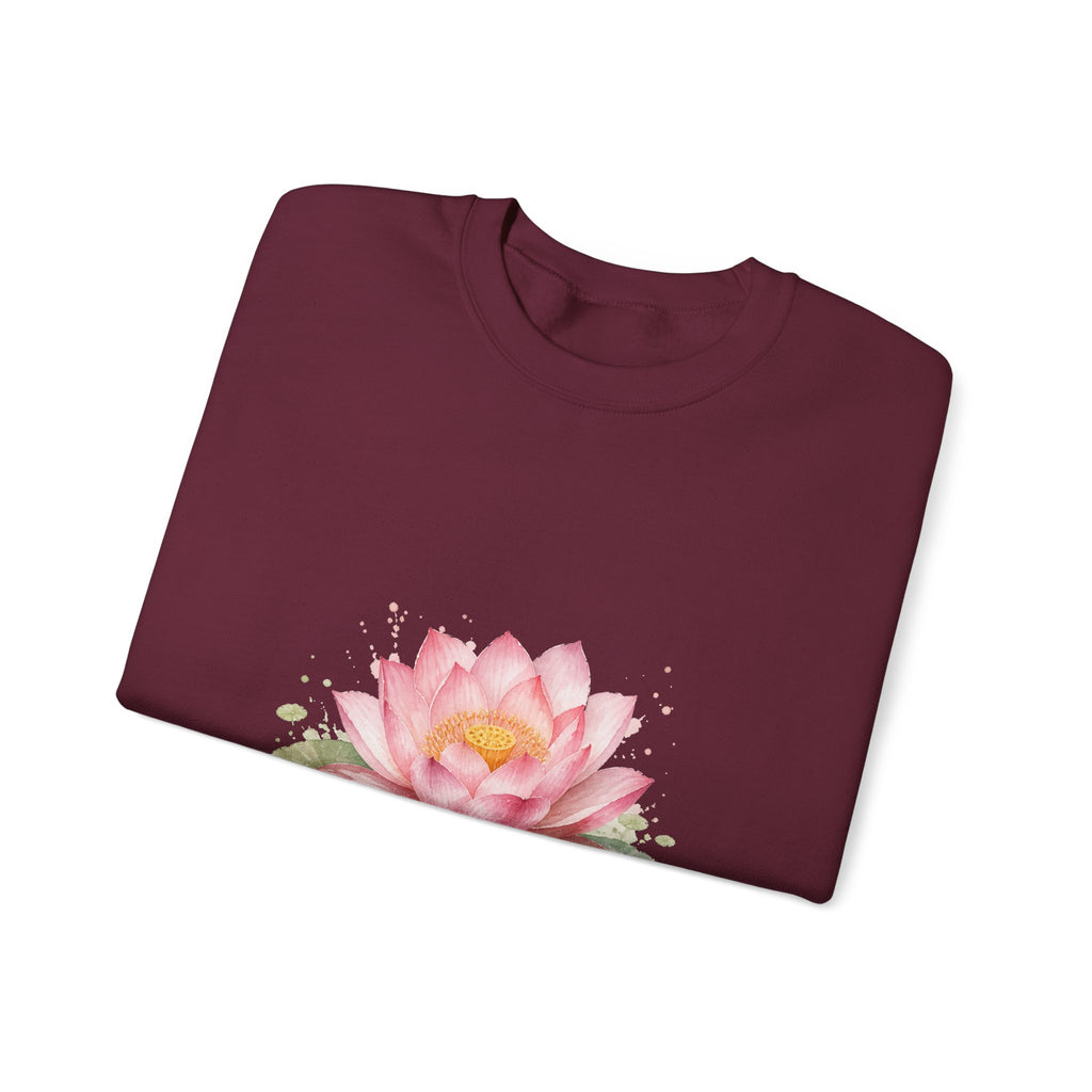 Matching Couple Sweatshirt - Open & Closed Lotus Matching Couple Premium Fleece Sweatshirt Watercolor Art His Hers Birthday Gift - Design A