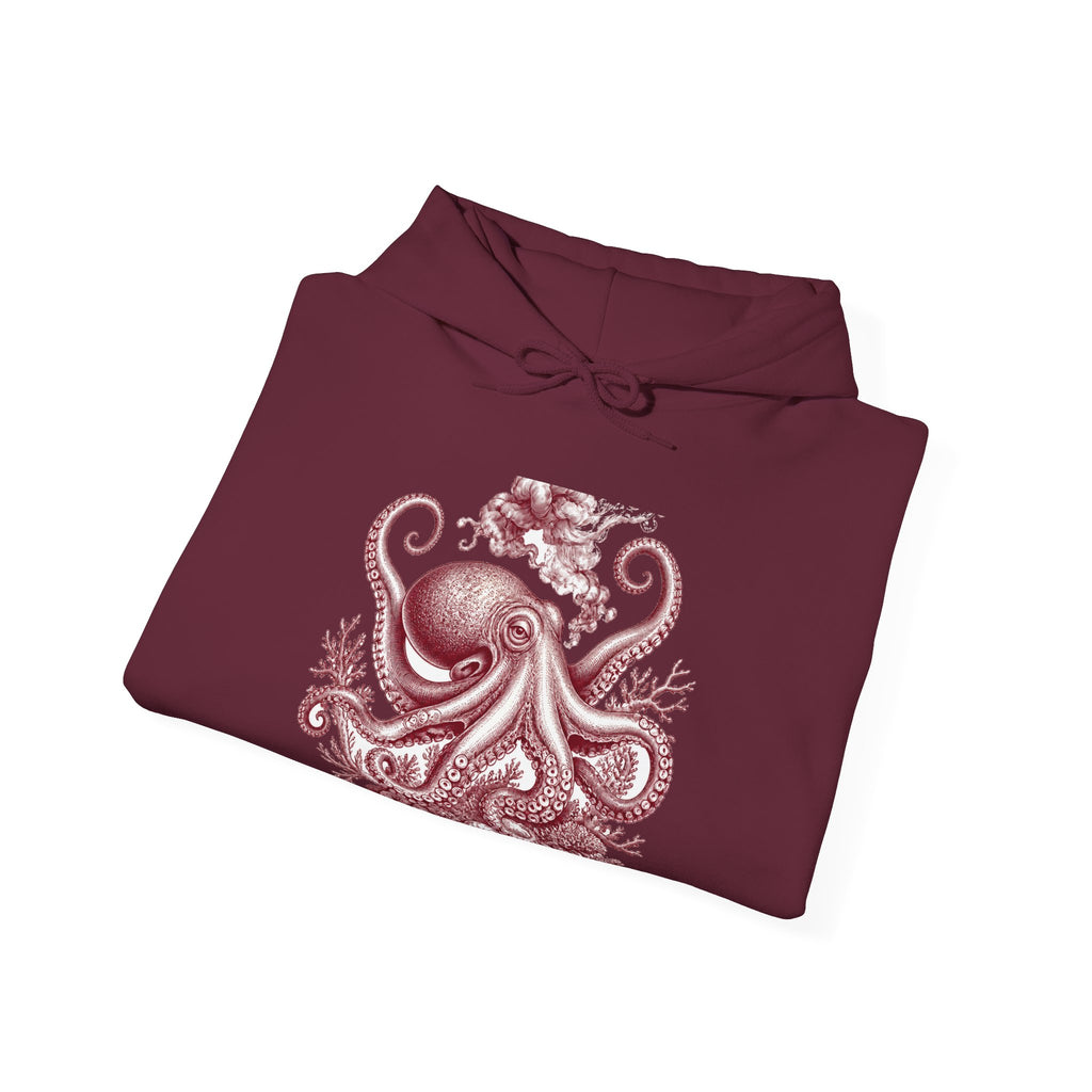 Matching Couple Sweatshirt - Octopus & Jellyfish Matching Couple Hooded Sweatshirt Vintage Art His Hers Wedding Gift - Design A