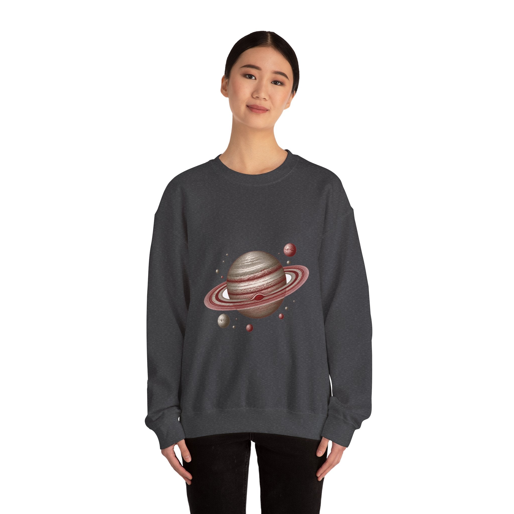 Matching Couple Sweatshirt - Saturn & Jupiter Matching Couple Crewneck Sweatshirt Vintage Art His Hers Wedding Gift - Design A