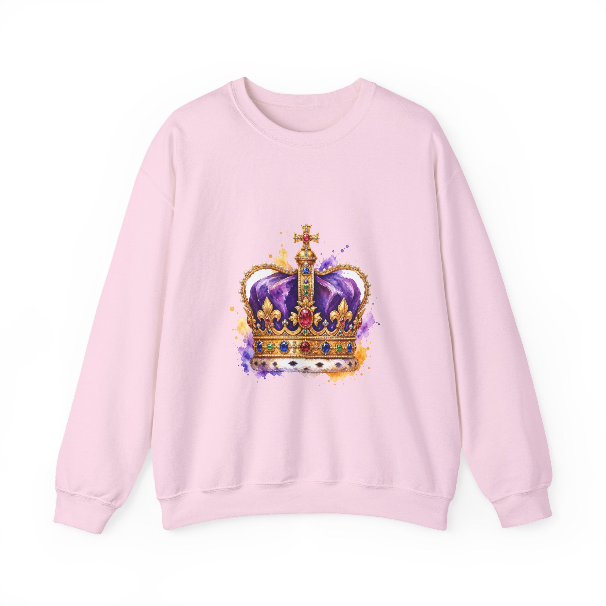 Matching Couple Sweatshirt - Crown & Shield Matching Couple Premium Fleece Sweatshirt Watercolor Art His Hers Birthday Gift - Design A
