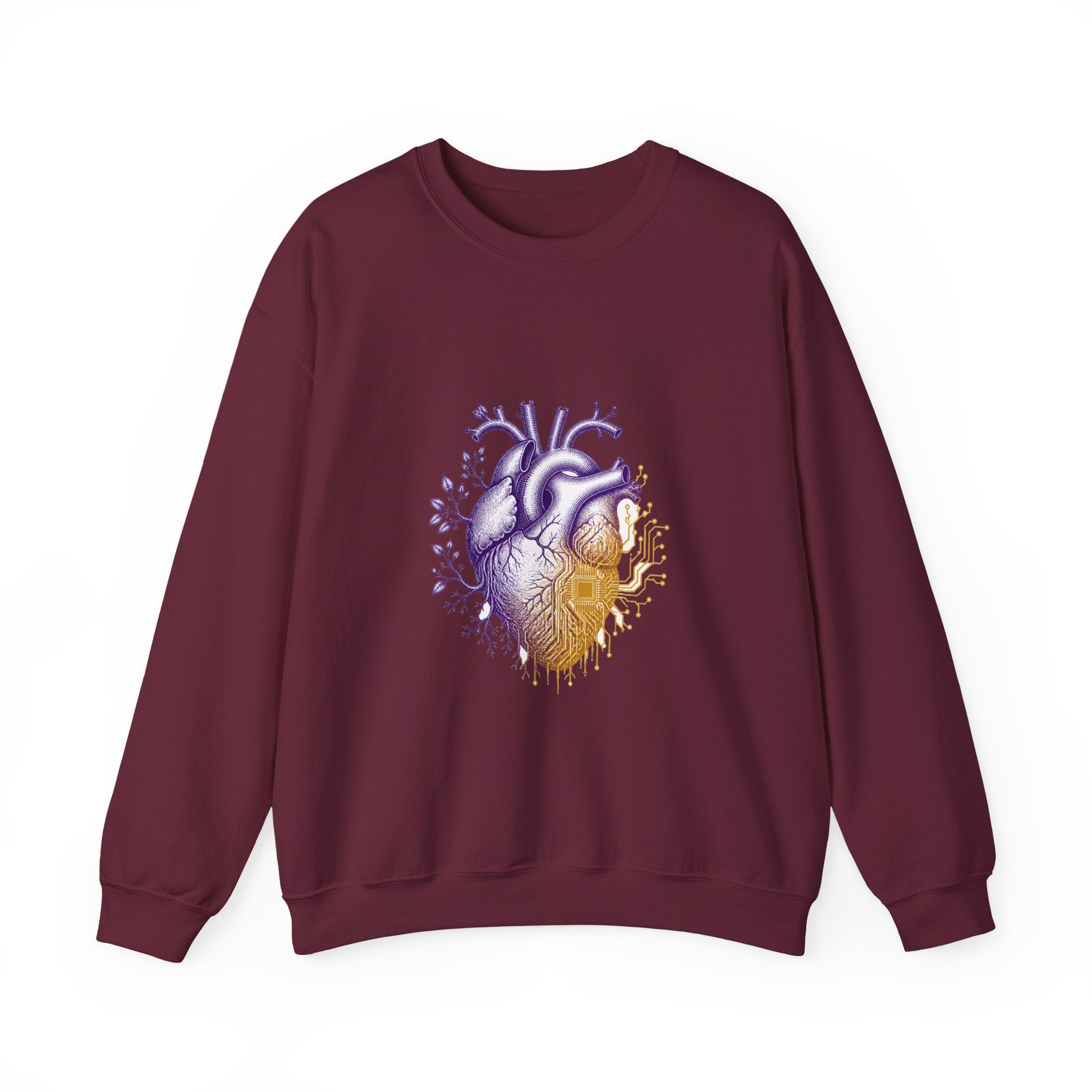 Matching Couple Sweatshirt - Robot & Heart Matching Couple Crewneck Sweatshirt Vintage Art His Hers Wedding Gift - Design B