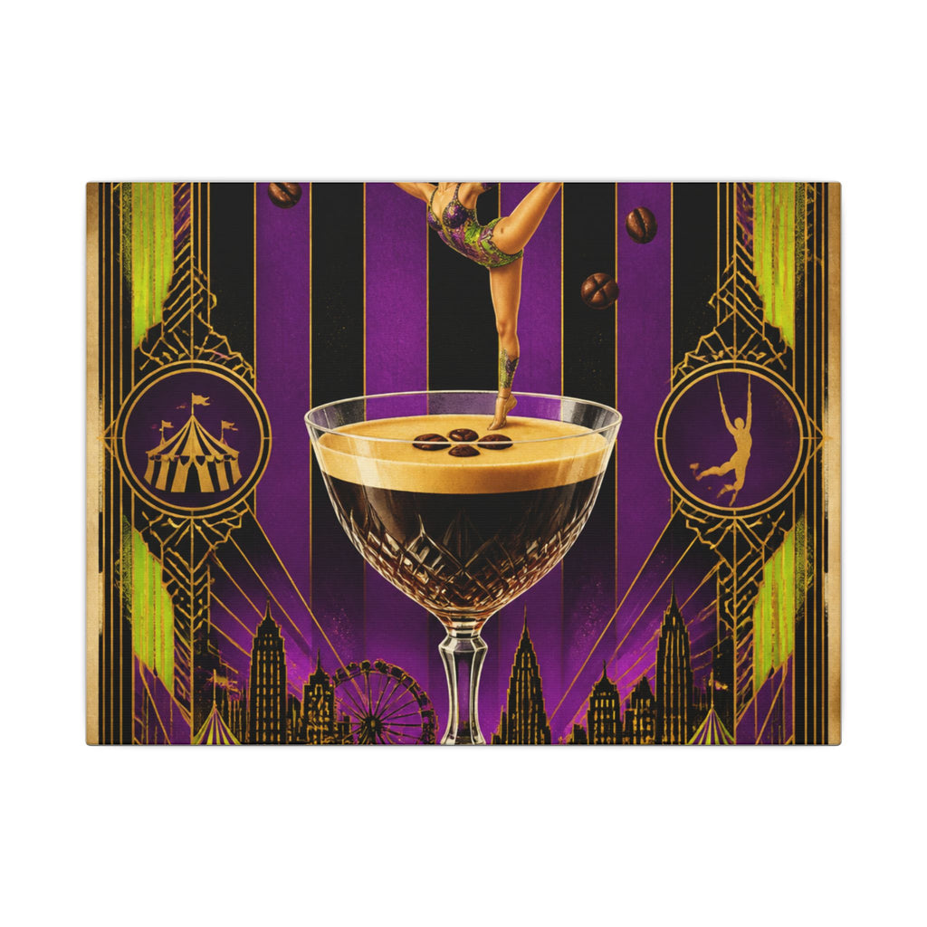 Espresso Martini Acrobat Wall Art Canvas 24×36 Art Deco Bar Area Decor Maximalist Print