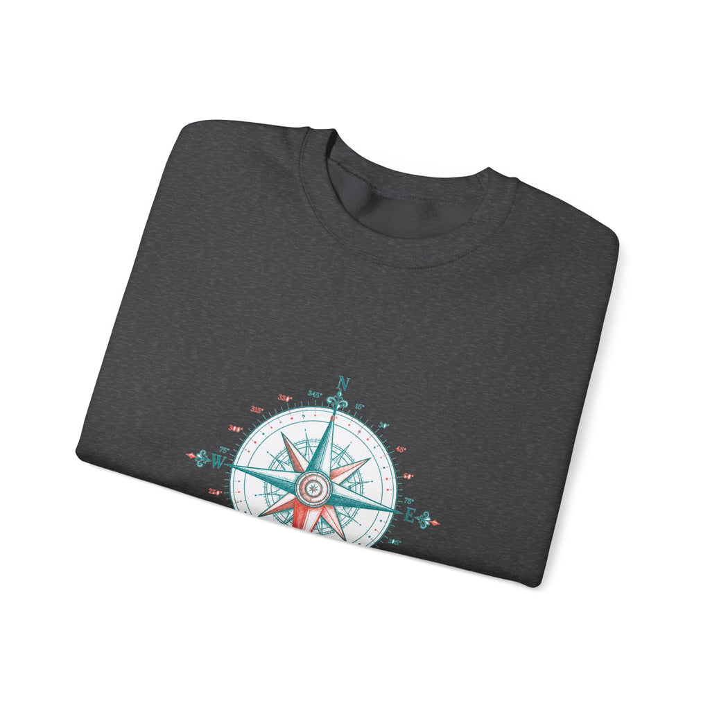 Matching Couple Sweatshirt - Compass North & South Matching Couple Premium Fleece Sweatshirt Hand-Drawn Art His Hers Anniversary Gift - Design B