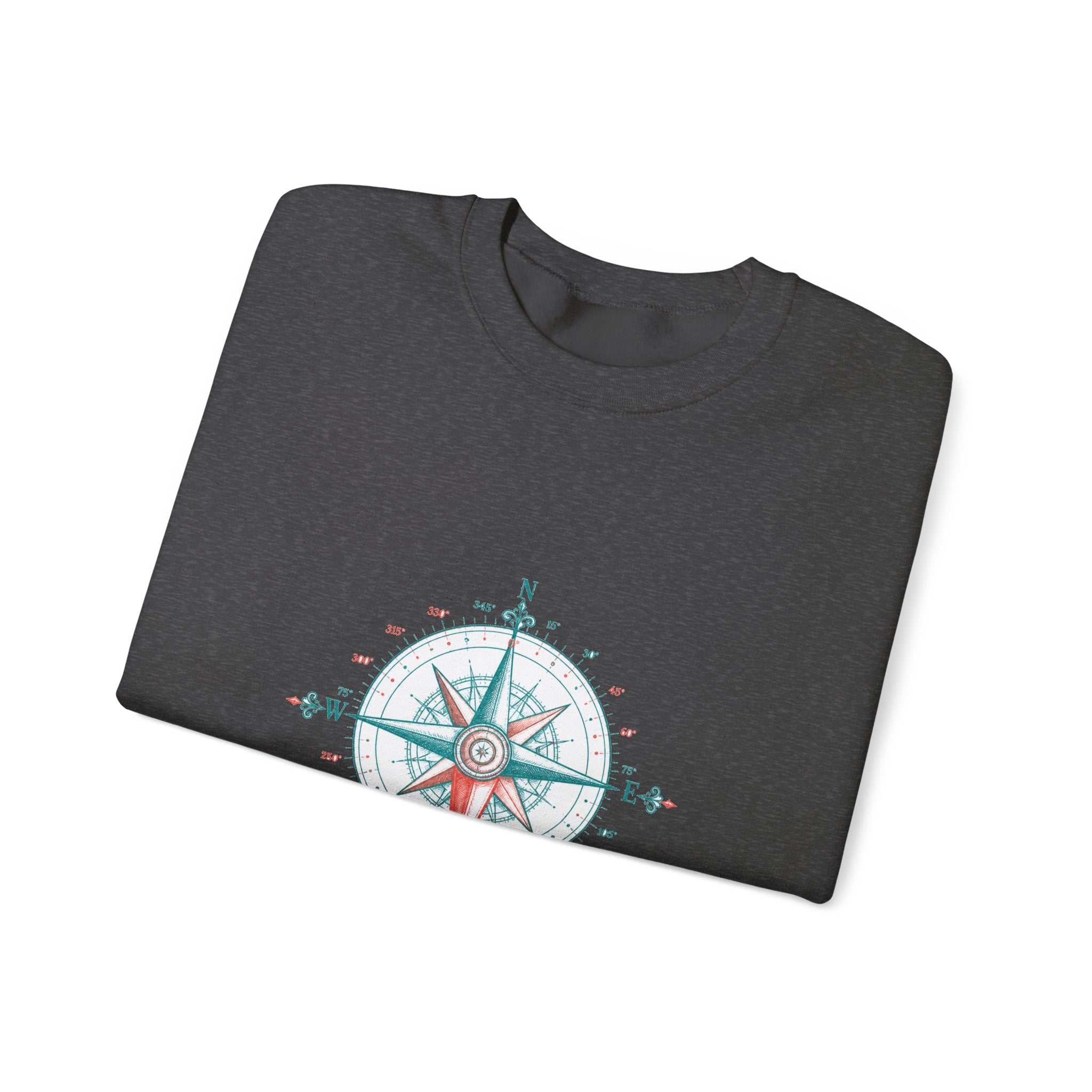 Matching Couple Sweatshirt - Compass North & South Matching Couple Premium Fleece Sweatshirt Hand-Drawn Art His Hers Anniversary Gift - Design B