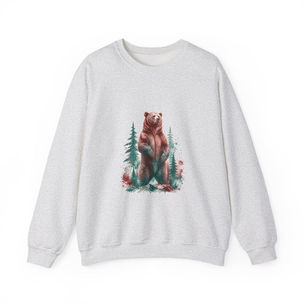 Matching Couple Sweatshirt - Bear & Deer Matching Couple Comfort Colors Crew Watercolor Art His Hers Birthday Gift - Design A