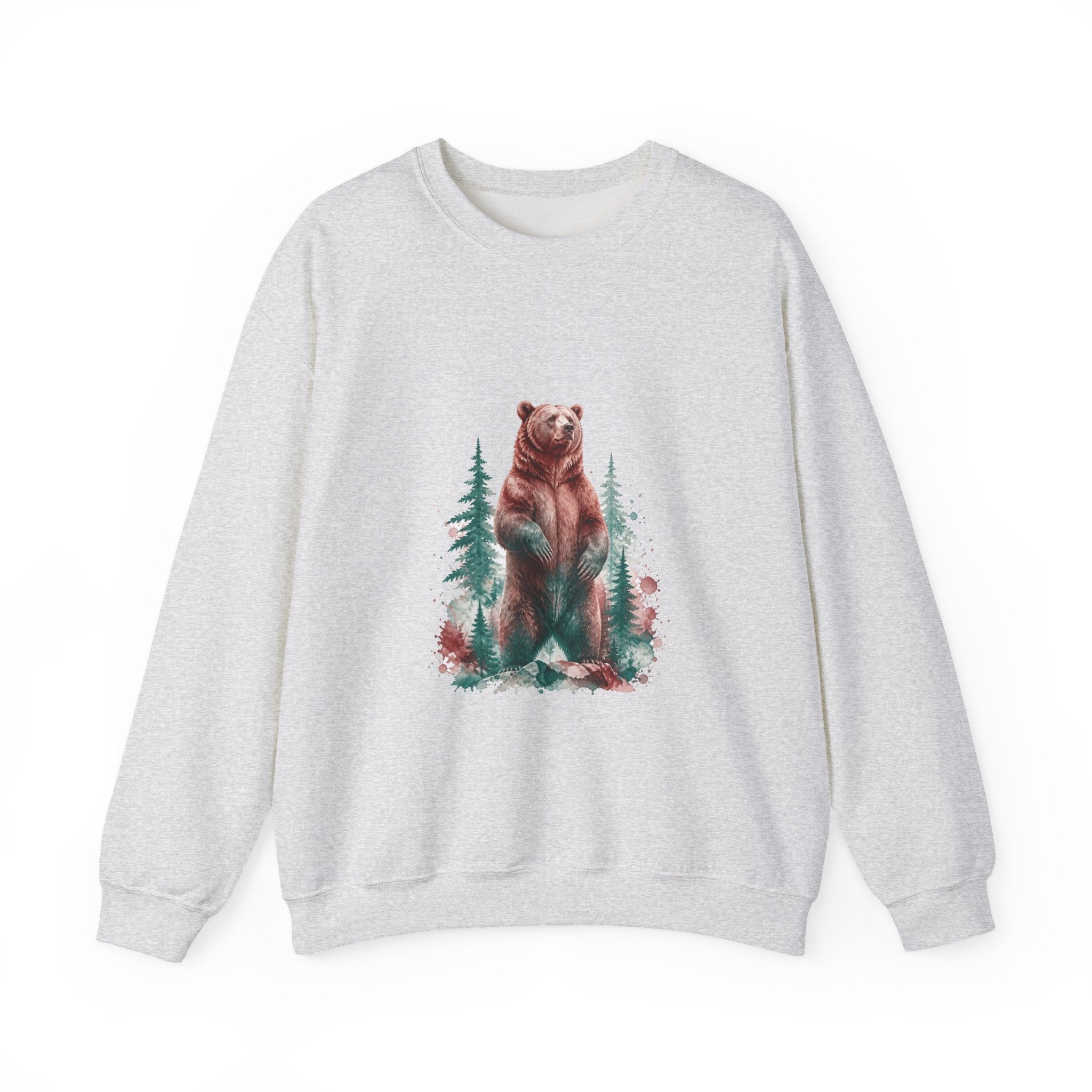 Matching Couple Sweatshirt - Bear & Deer Matching Couple Comfort Colors Crew Watercolor Art His Hers Birthday Gift - Design A