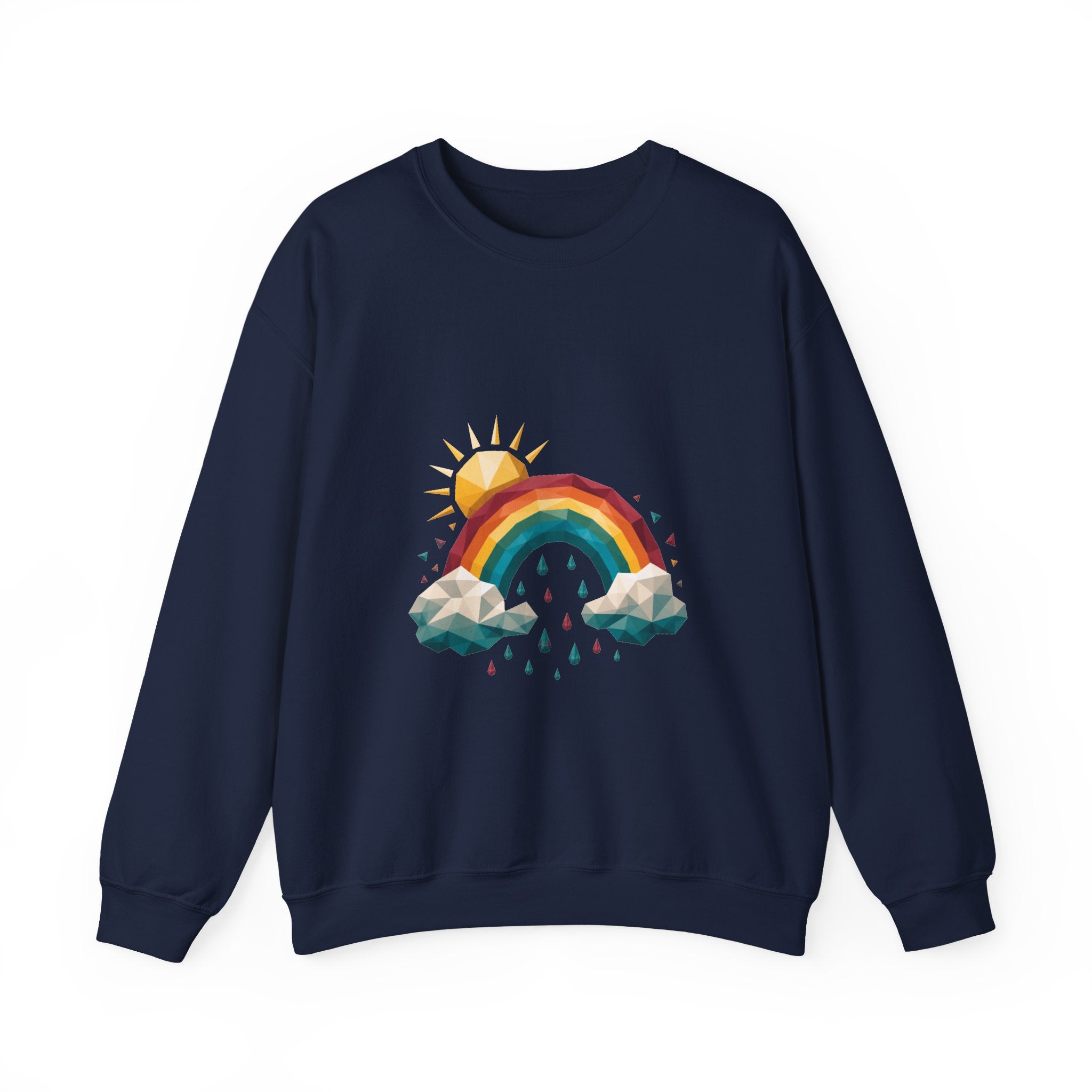 Matching Couple Sweatshirt - Storm & Rainbow Matching Couple Crewneck Sweatshirt Geometric Art His Hers Couple Gift - Design B