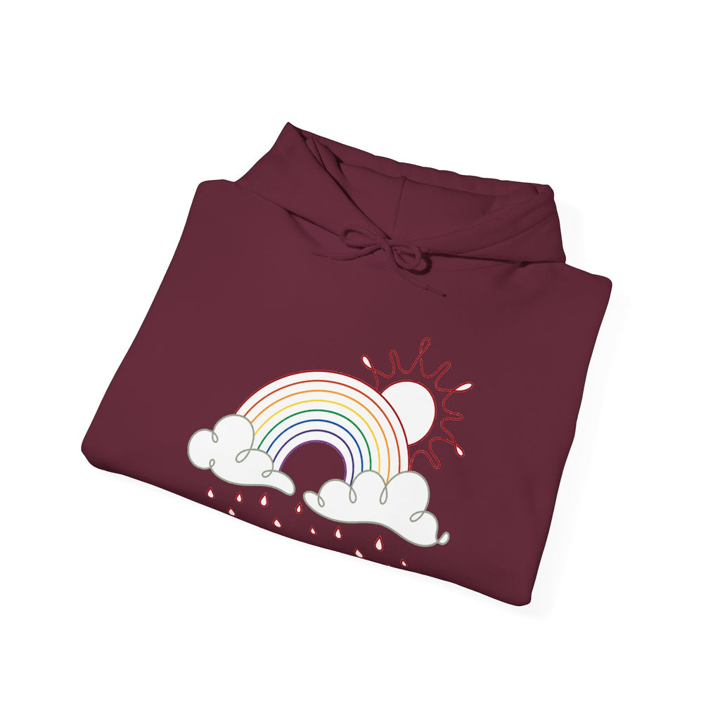 Matching Couple Sweatshirt - Storm & Rainbow Matching Couple Hooded Sweatshirt Minimalist Art His Hers Valentine Gift - Design B