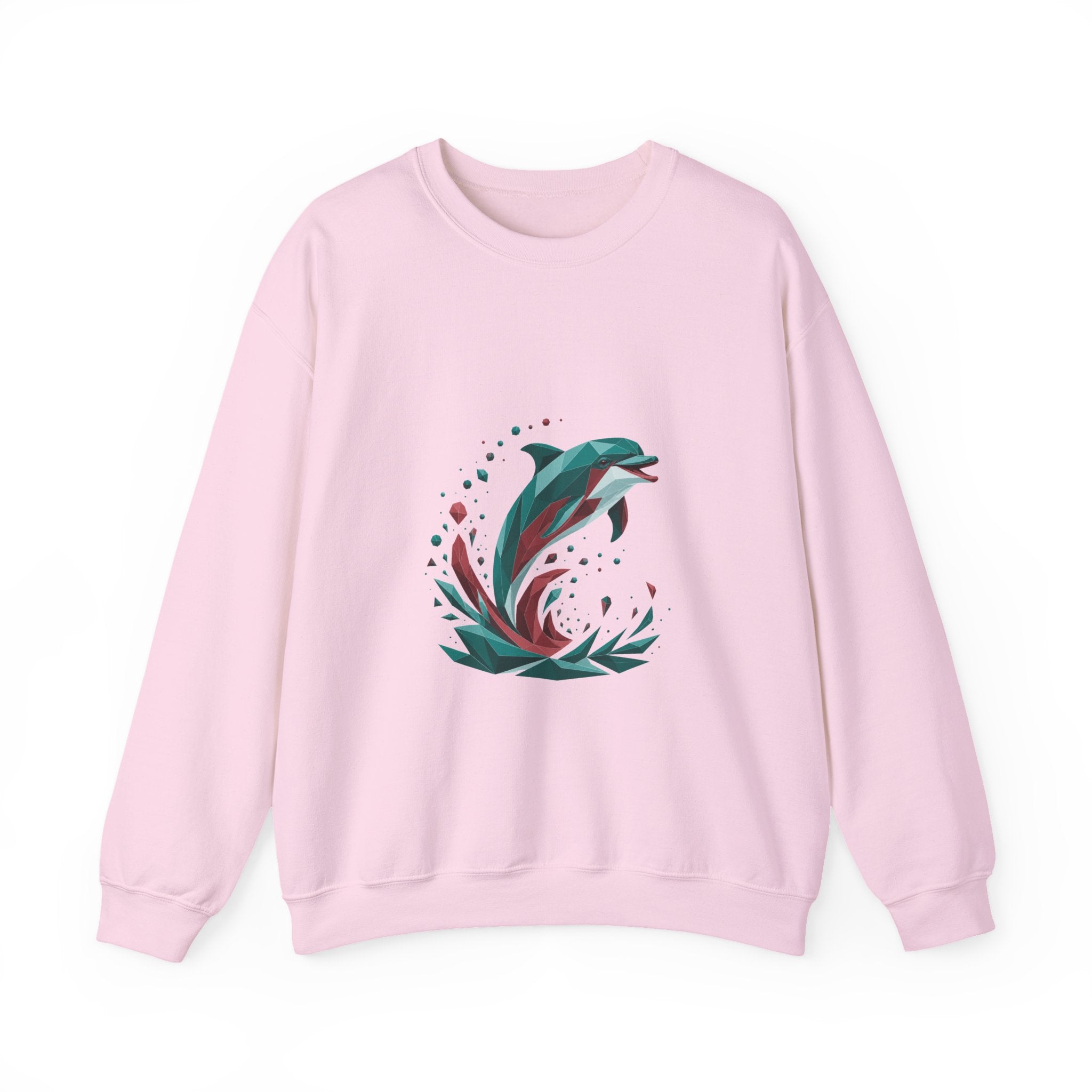 Matching Couple Sweatshirt - Shark & Dolphin Matching Couple Comfort Colors Crew Geometric Art His Hers Love Gift - Design B