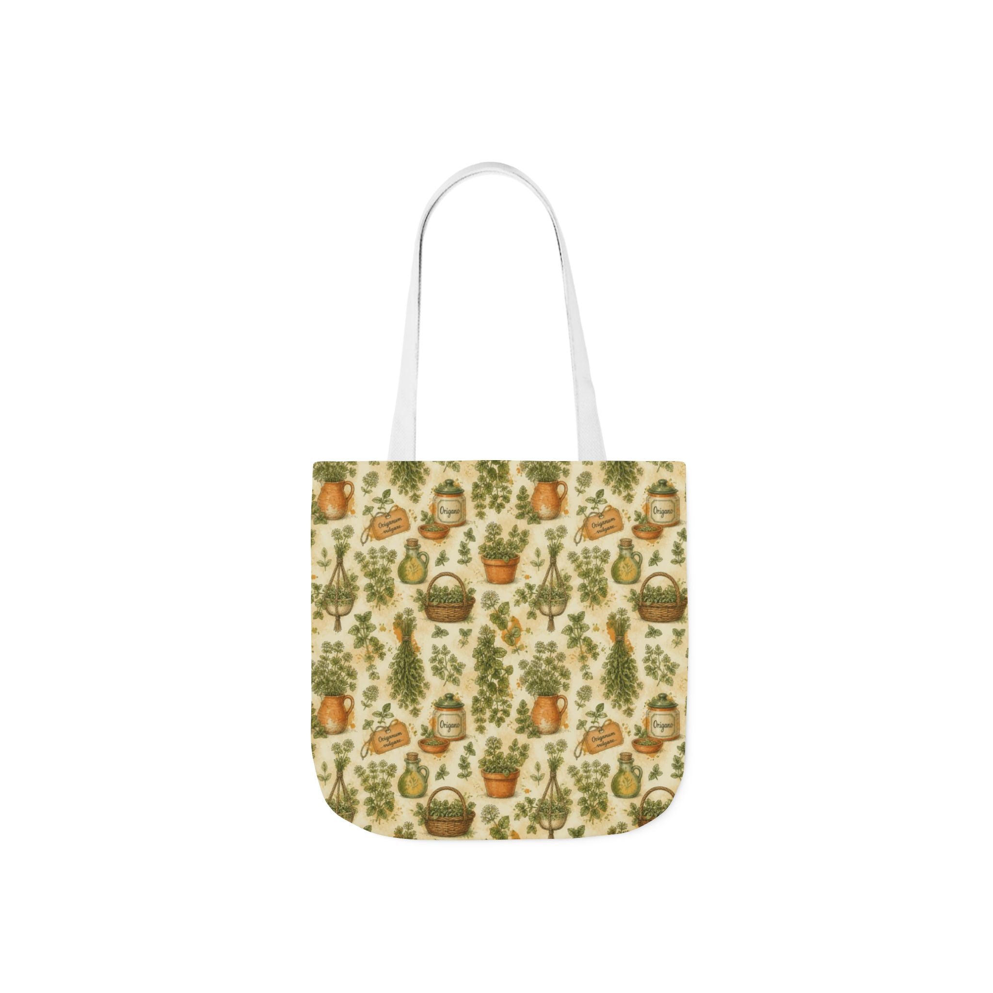 Oregano Sprigs Canvas Tote Bag Mediterranean Kitchen Watercolor Design Italian Cottagecore Gift