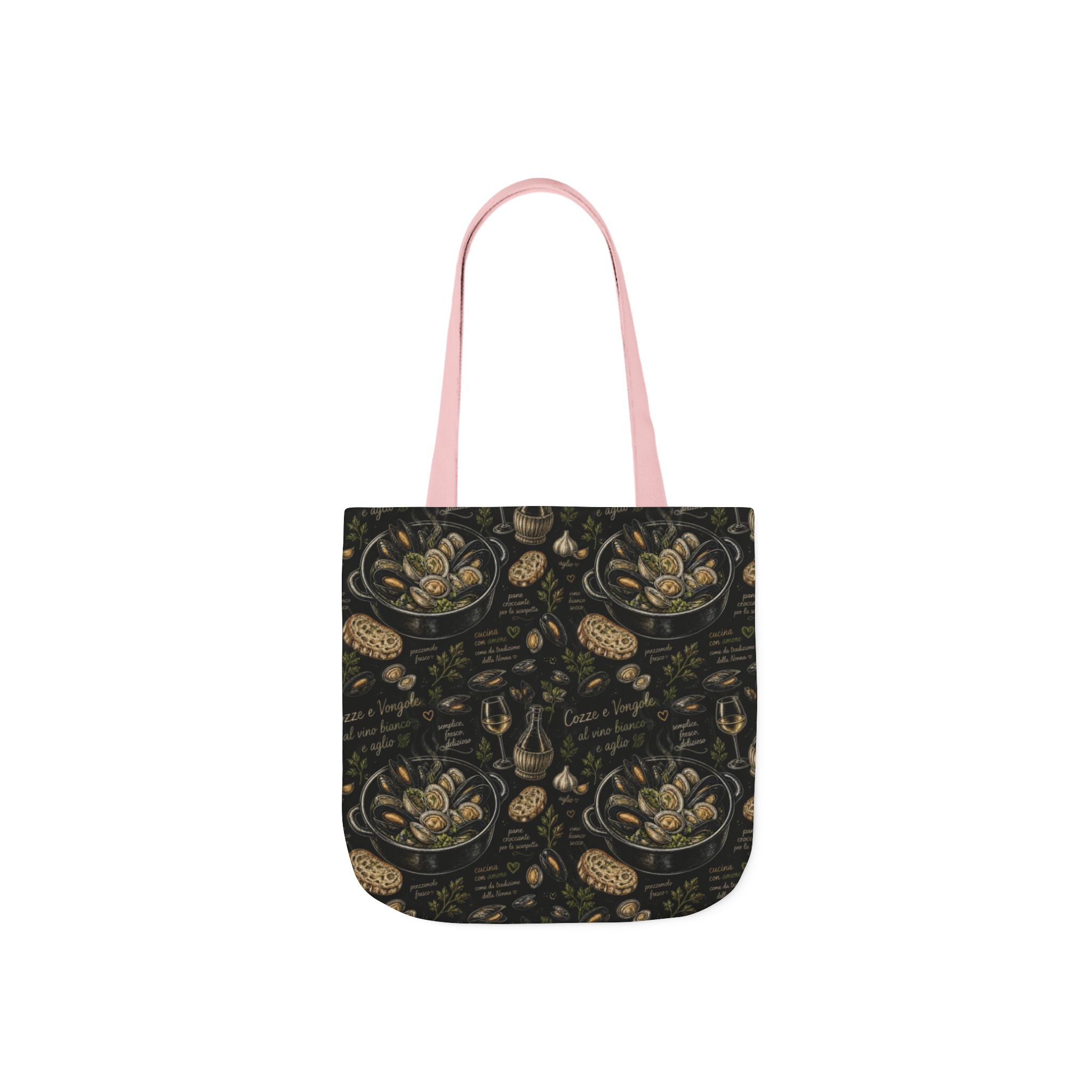 Mussels & Clams Canvas Tote Bag Mediterranean Kitchen Chalk Art Design Italian Cottagecore Gift