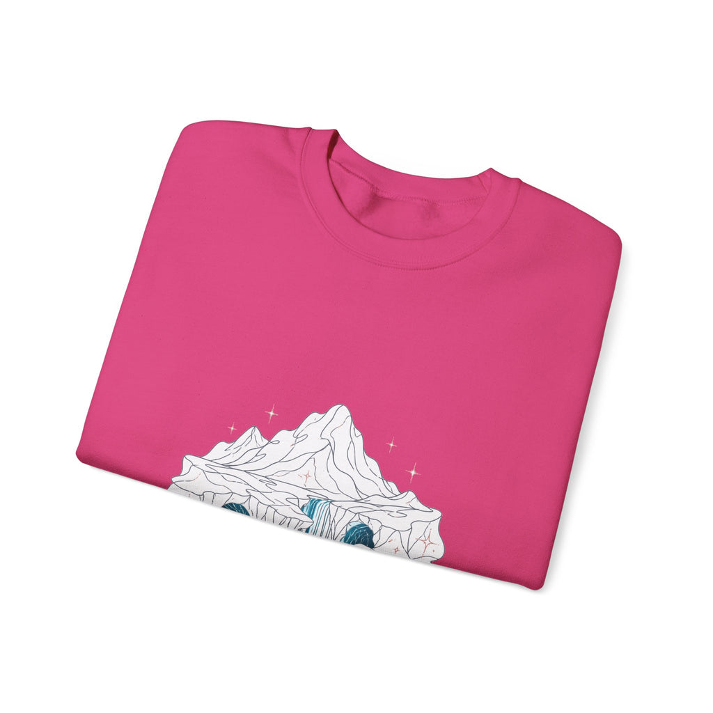 Matching Couple Sweatshirt - Volcano & Glacier Matching Couple Premium Fleece Sweatshirt Minimalist Art His Hers Christmas Gift - Design B