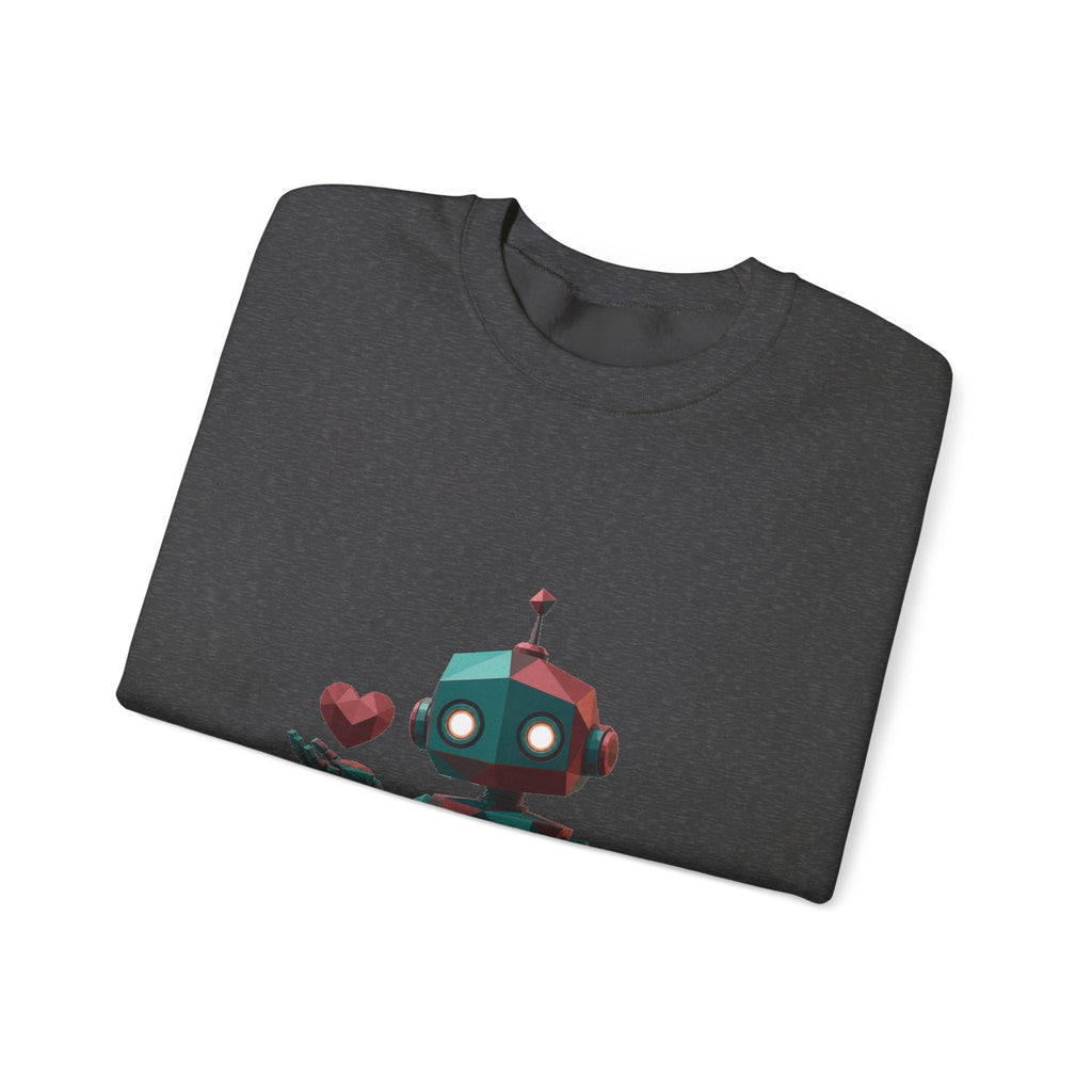 Matching Couple Sweatshirt - Robot & Heart Matching Couple Comfort Colors Crew Geometric Art His Hers Love Gift - Design A