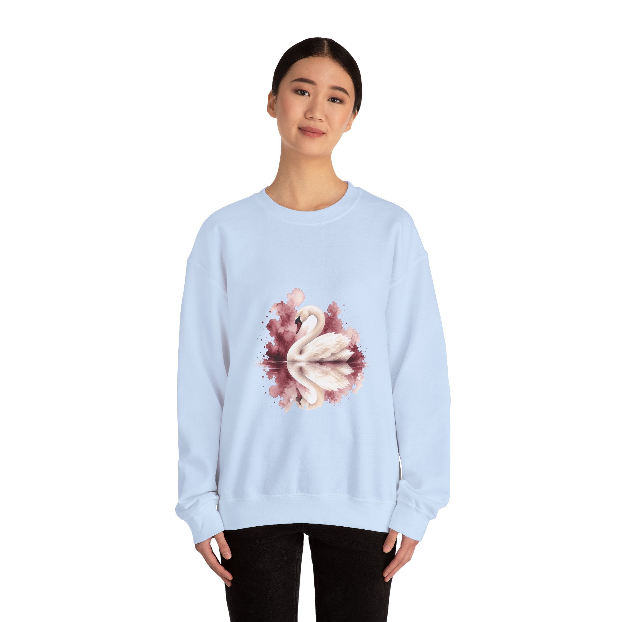 Matching Couple Sweatshirt - Raven & Swan Matching Couple Premium Fleece Sweatshirt Watercolor Art His Hers Birthday Gift - Design B