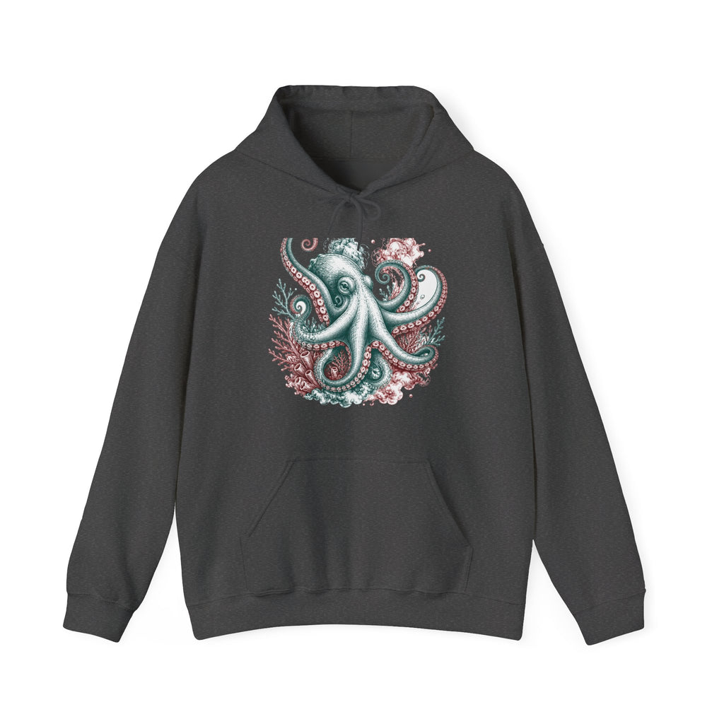 Matching Couple Sweatshirt - Octopus & Jellyfish Matching Couple Hooded Sweatshirt Hand-Drawn Art His Hers Best Friend Gift - Design A