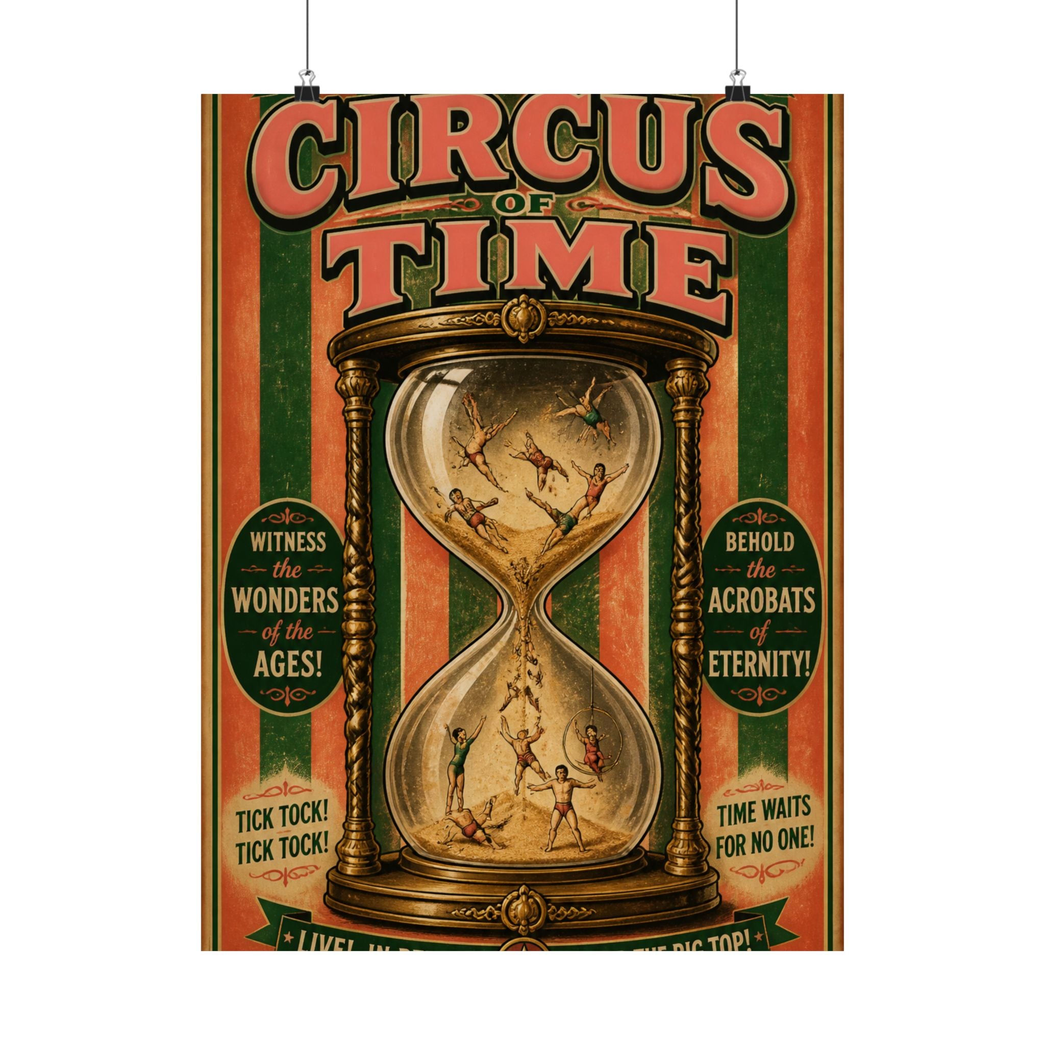 Hourglass Acrobats Wall Art Poster 24×36 Vintage Circus Bedroom Decor Maximalist Print
