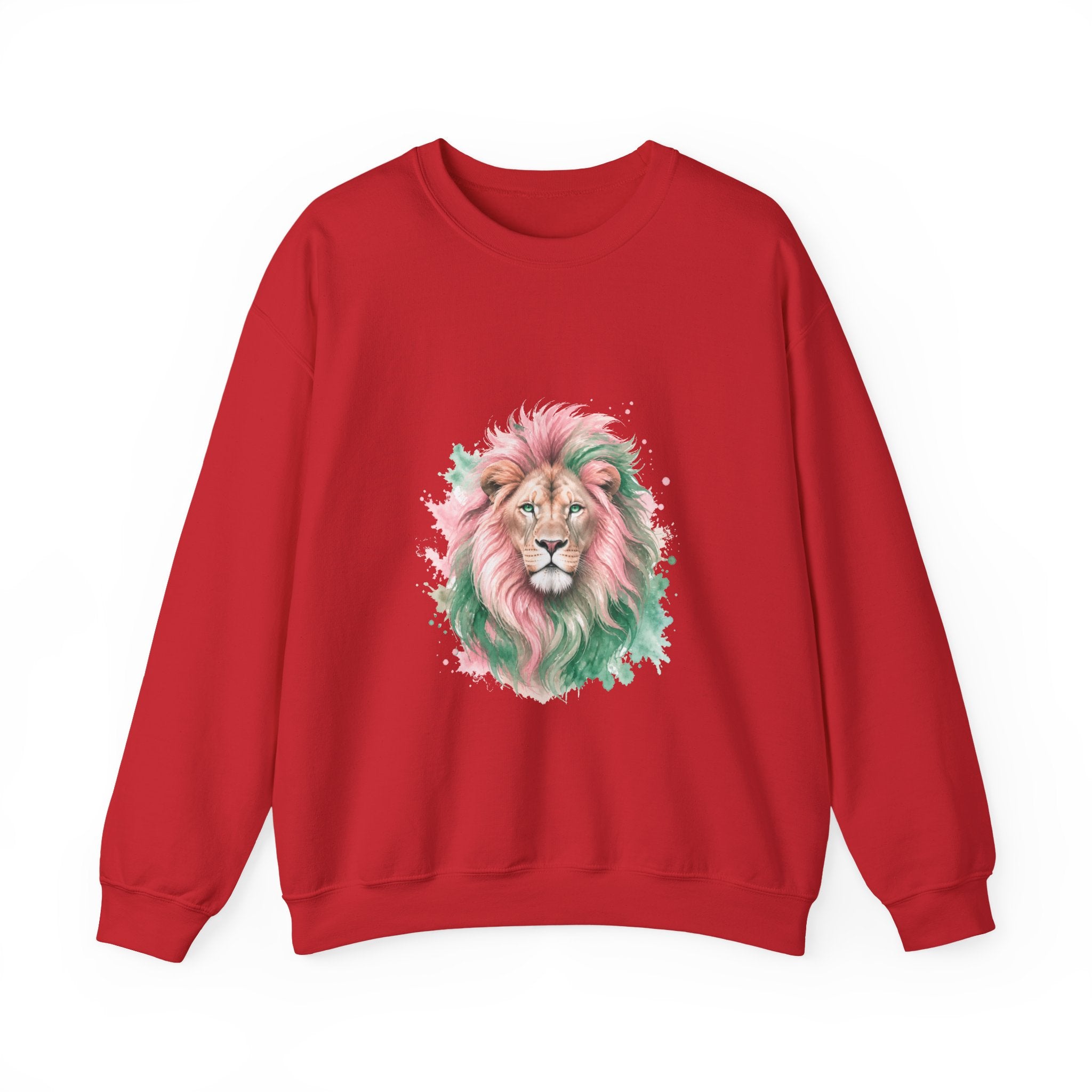 Matching Couple Sweatshirt - Lion & Lamb Matching Couple Premium Fleece Sweatshirt Watercolor Art His Hers Birthday Gift - Design A