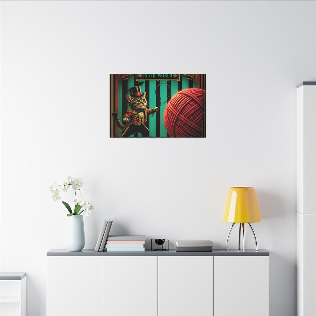 Cat Lion Tamer Wall Art Canvas 16×20 Art Deco Entryway Decor Maximalist Print