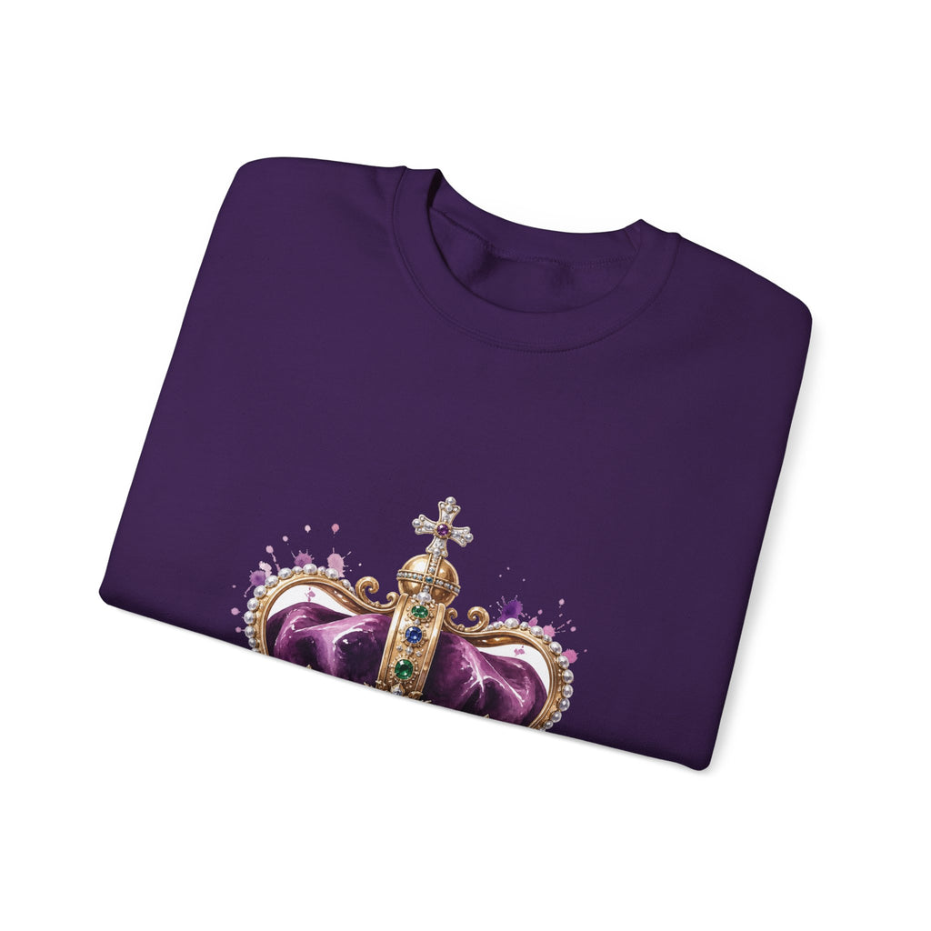 Matching Couple Sweatshirt - Crown & Shield Matching Couple Crewneck Sweatshirt Watercolor Art His Hers Engagement Gift - Design A