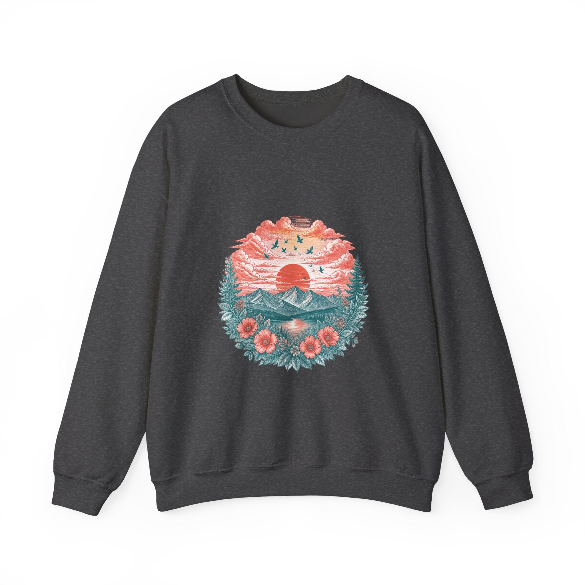 Matching Couple Sweatshirt - Sunrise & Sunset Matching Couple Crewneck Sweatshirt Vintage Art His Hers Wedding Gift - Design B