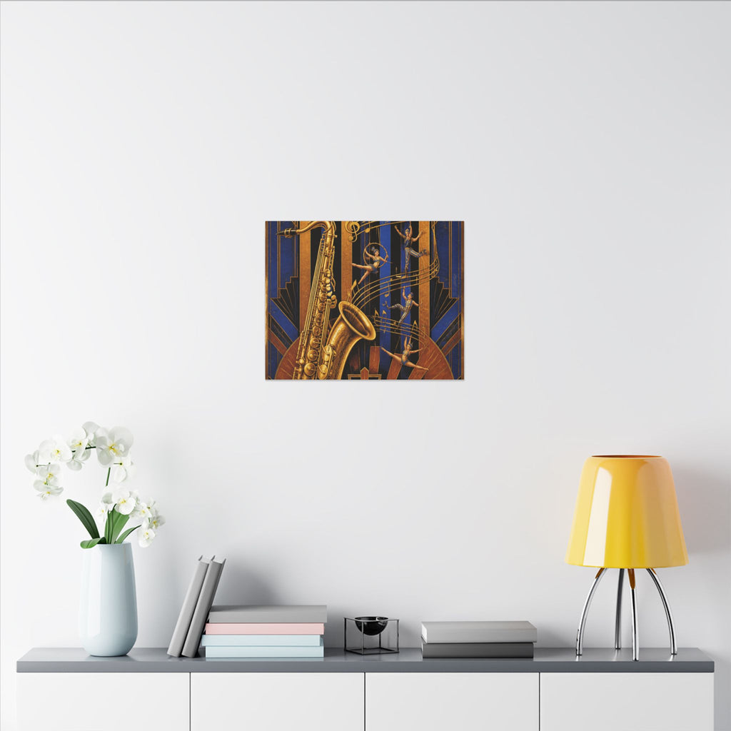 Saxophone Music Circus Wall Art Canvas 16×20 Art Deco Entryway Decor Maximalist Print