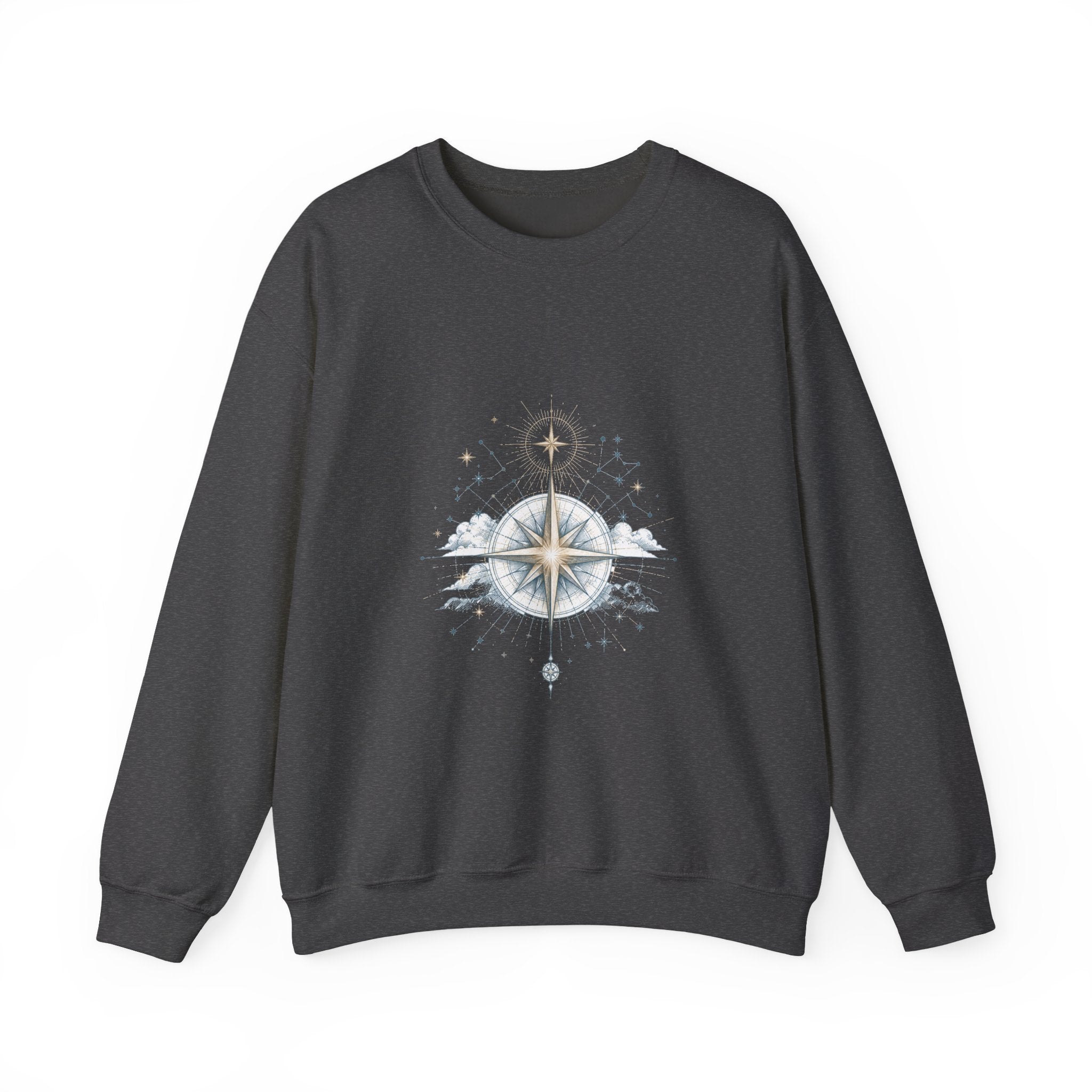 Matching Couple Sweatshirt - Shooting Star & North Star Matching Couple Crewneck Sweatshirt Hand-Drawn Art His Hers Best Friend Gift - Design B