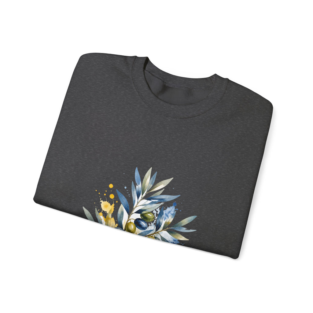 Matching Couple Sweatshirt - Olive Branch & Fig Matching Couple Premium Fleece Sweatshirt Watercolor Art His Hers Birthday Gift - Design A