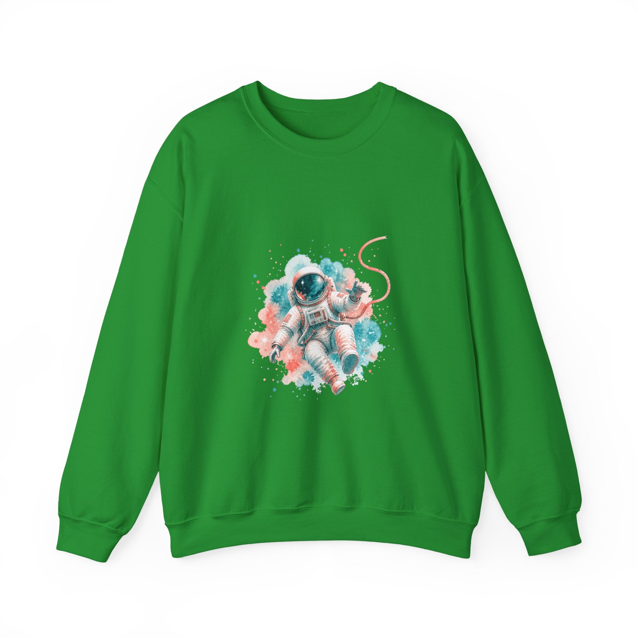Matching Couple Sweatshirt - Astronaut & Planet Matching Couple Premium Fleece Sweatshirt Watercolor Art His Hers Birthday Gift - Design A