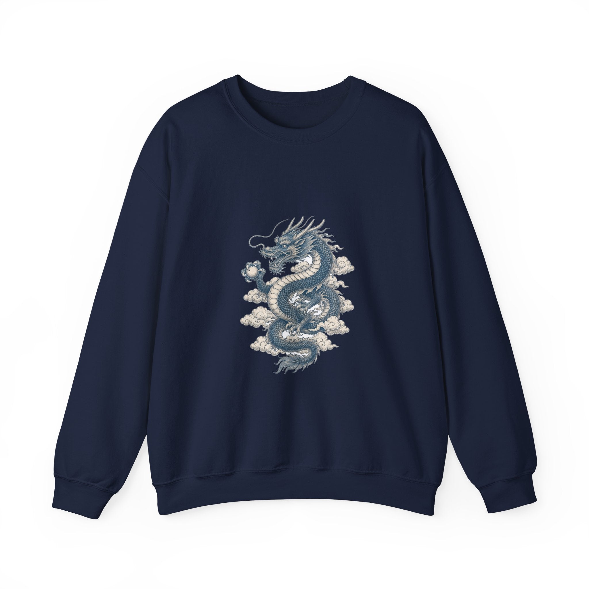 Matching Couple Sweatshirt - Dragon & Phoenix Matching Couple Crewneck Sweatshirt Vintage Art His Hers Wedding Gift - Design A