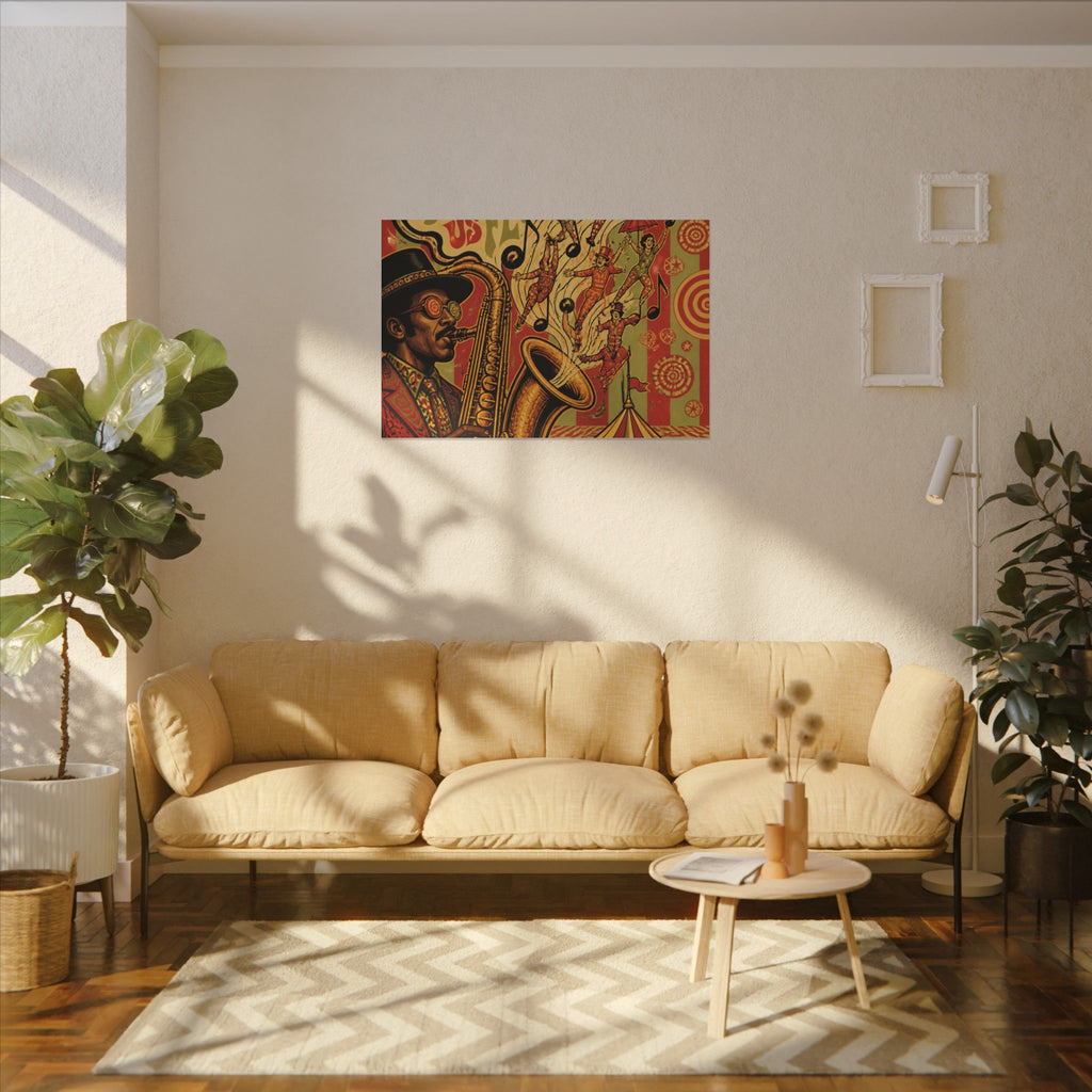 Saxophone Music Circus Wall Art Canvas 24×36 Psychedelic Dining Room Decor Maximalist Print