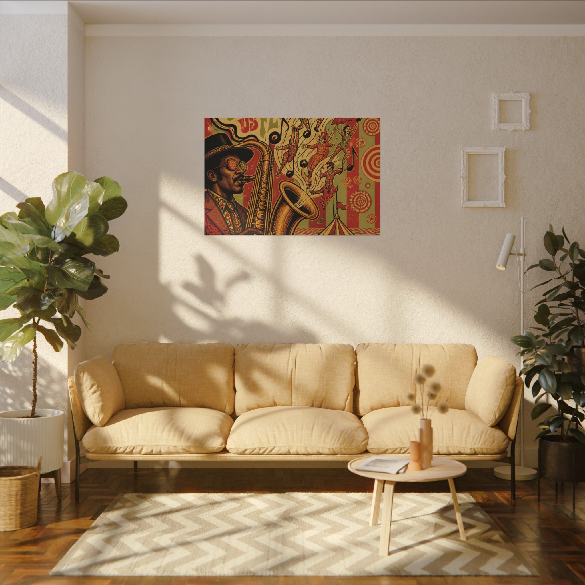 Saxophone Music Circus Wall Art Canvas 24×36 Psychedelic Dining Room Decor Maximalist Print
