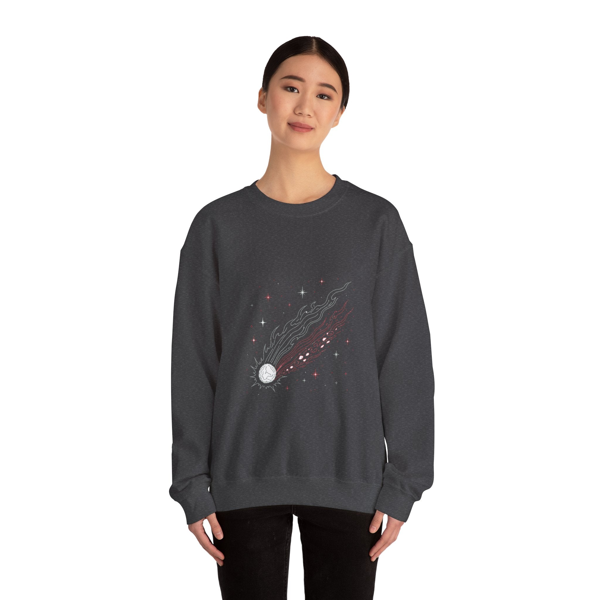 Matching Couple Sweatshirt - Comet & Asteroid Matching Couple Premium Fleece Sweatshirt Minimalist Art His Hers Christmas Gift - Design A
