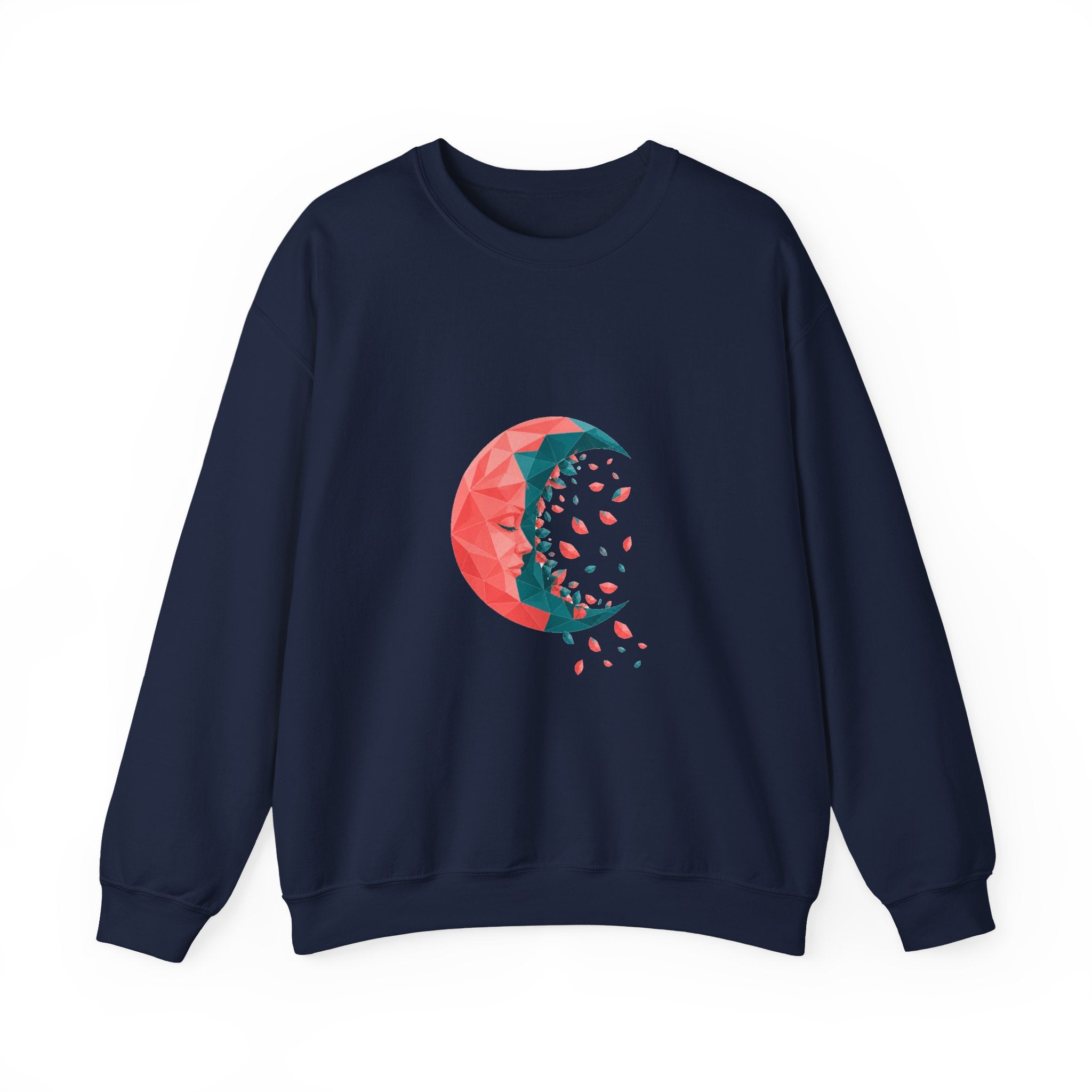 Matching Couple Sweatshirt - Waxing & Waning Moon Matching Couple Crewneck Sweatshirt Geometric Art His Hers Couple Gift - Design B