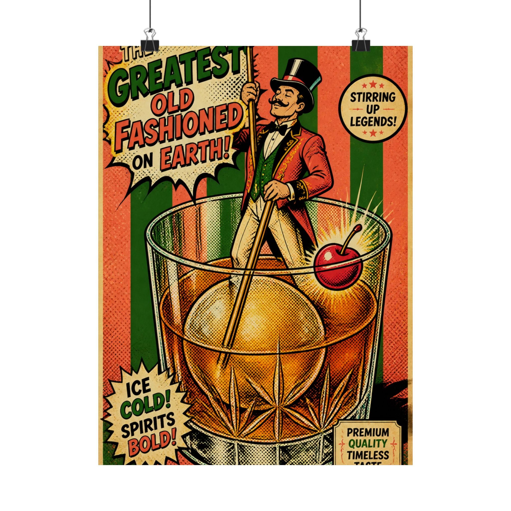 Old Fashioned Ringmaster Wall Art Poster 24×36 Pop Art Restaurant Decor Maximalist Print
