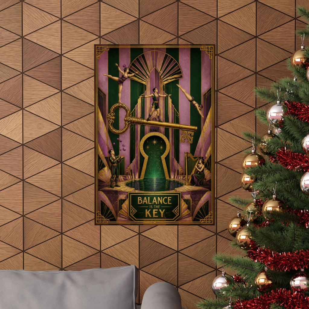 Giant Key Performance Wall Art Poster 18×24 Art Deco Entryway Decor Maximalist Print