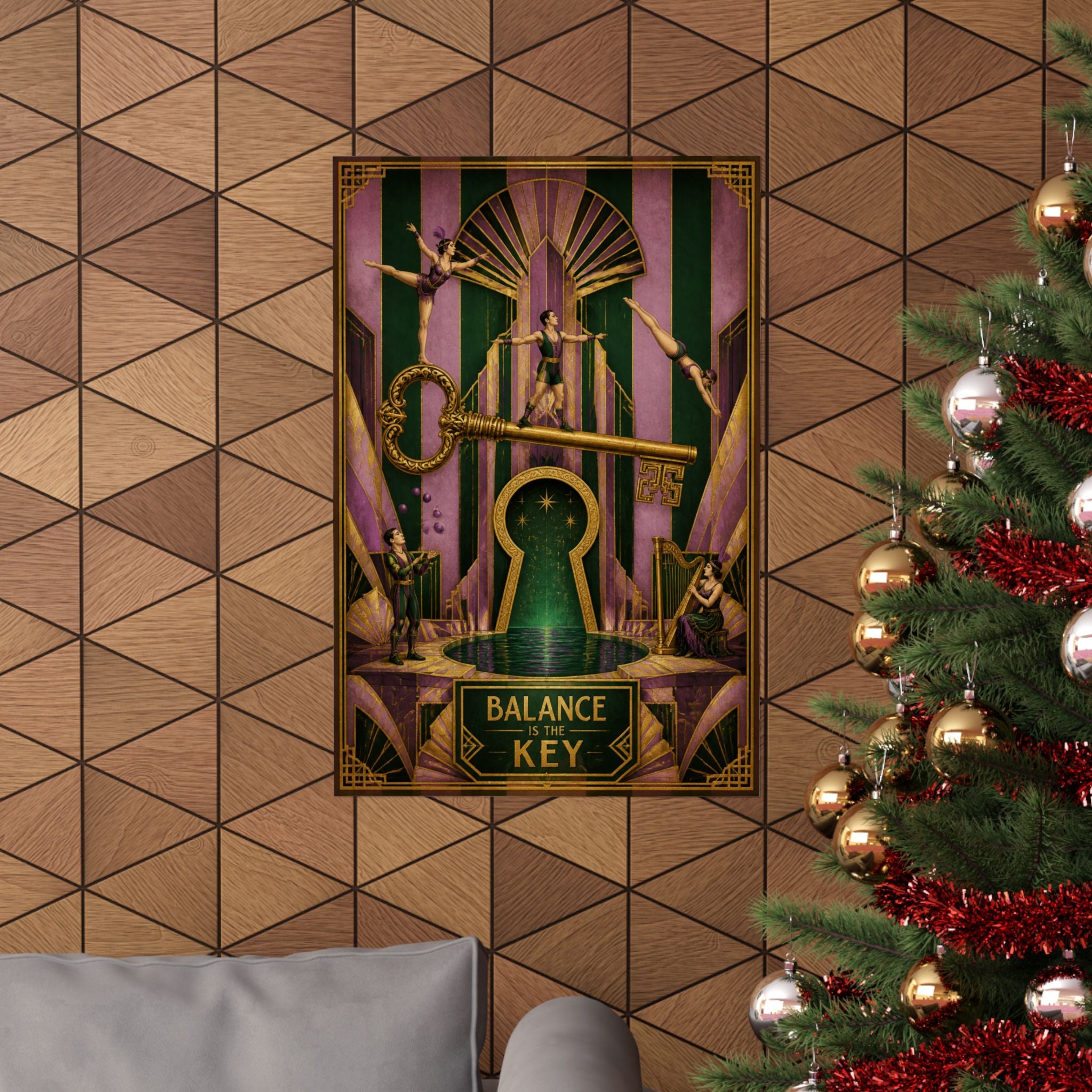 Giant Key Performance Wall Art Poster 18×24 Art Deco Entryway Decor Maximalist Print