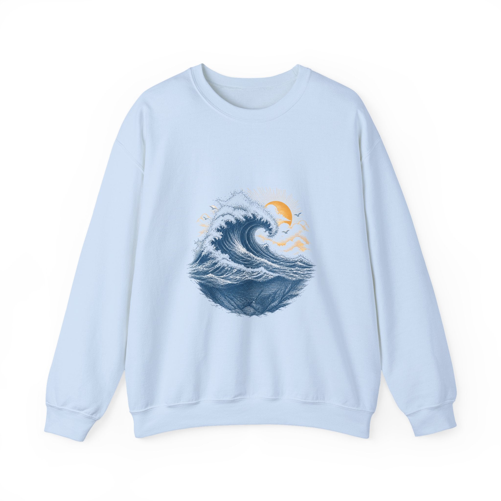 Matching Couple Sweatshirt - Mountain & Ocean Matching Couple Premium Fleece Sweatshirt Vintage Art His Hers Honeymoon Gift - Design B