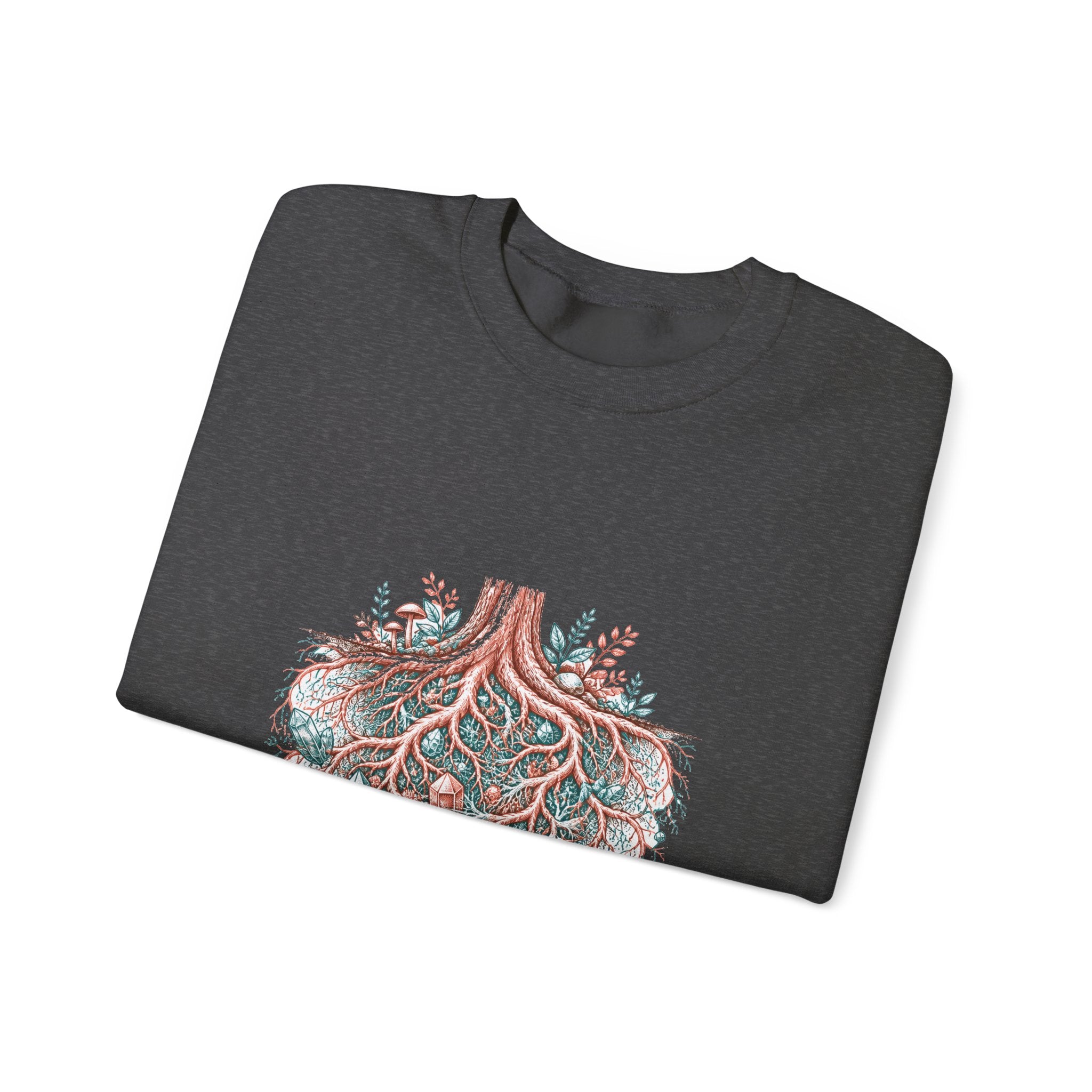 Matching Couple Sweatshirt - Ancient Oak & Deep Roots Matching Couple Crewneck Sweatshirt Hand-Drawn Art His Hers Best Friend Gift - Design B