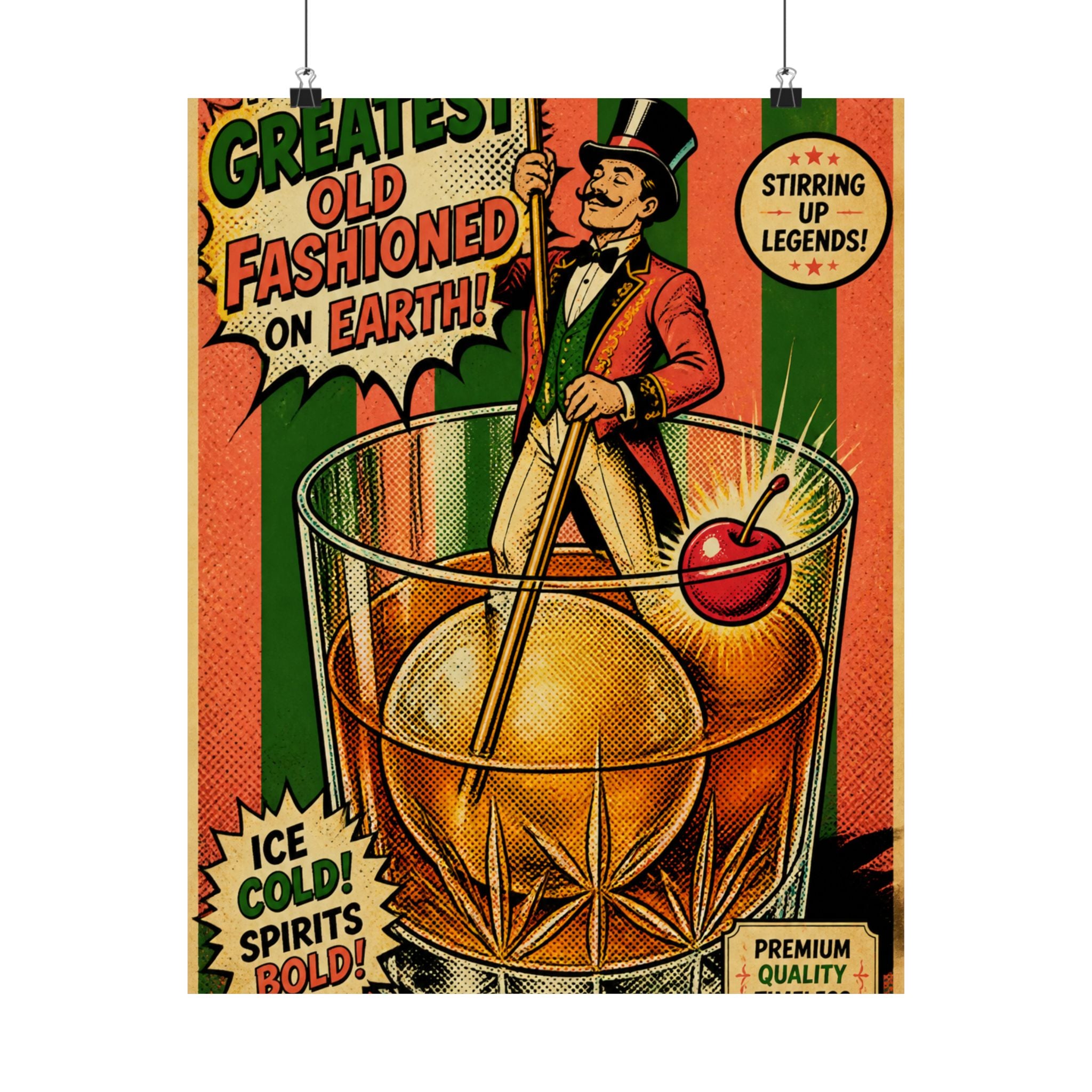 Old Fashioned Ringmaster Wall Art Poster 24×36 Pop Art Restaurant Decor Maximalist Print