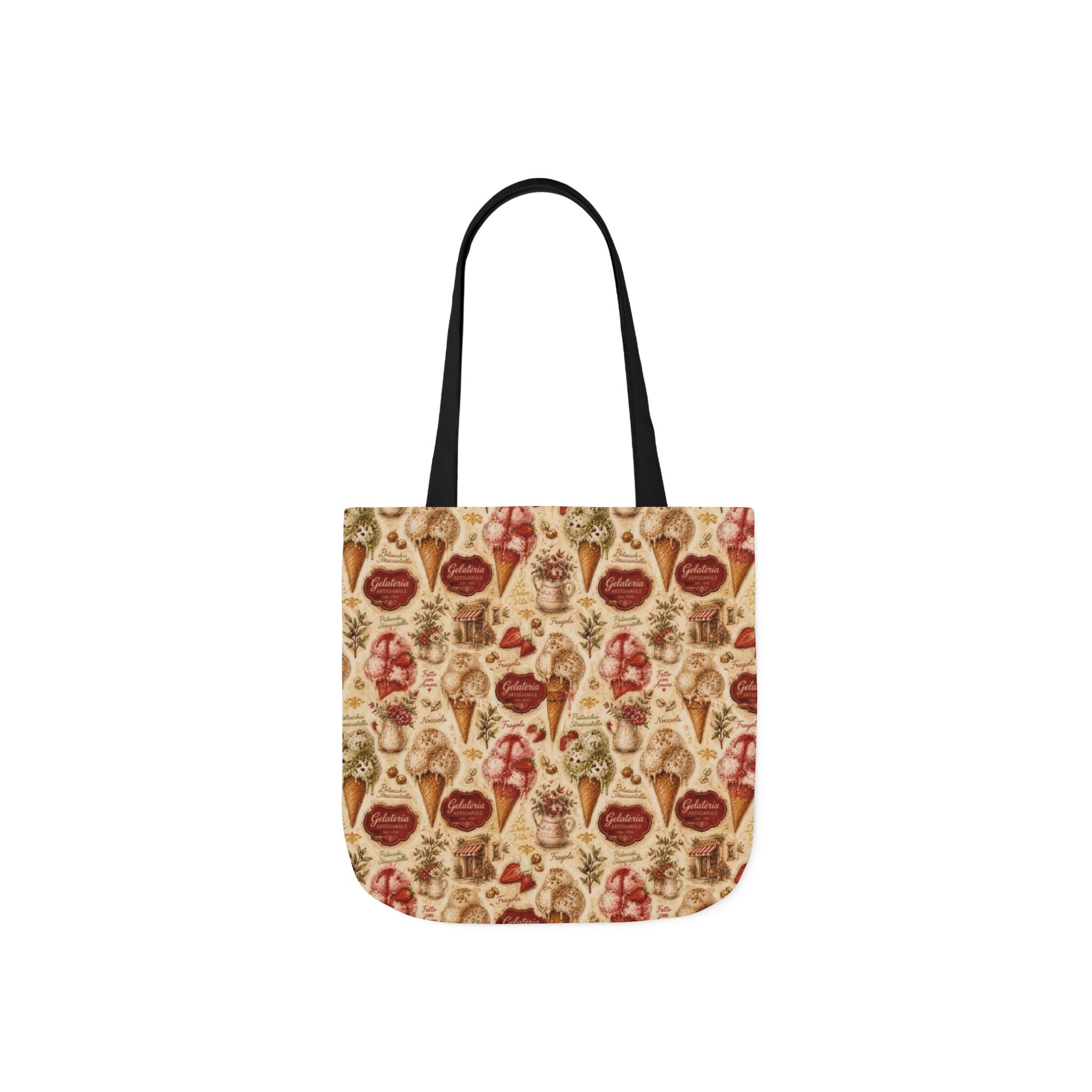 Gelato Scoops Canvas Tote Bag Mediterranean Kitchen Watercolor Design Italian Cottagecore Gift
