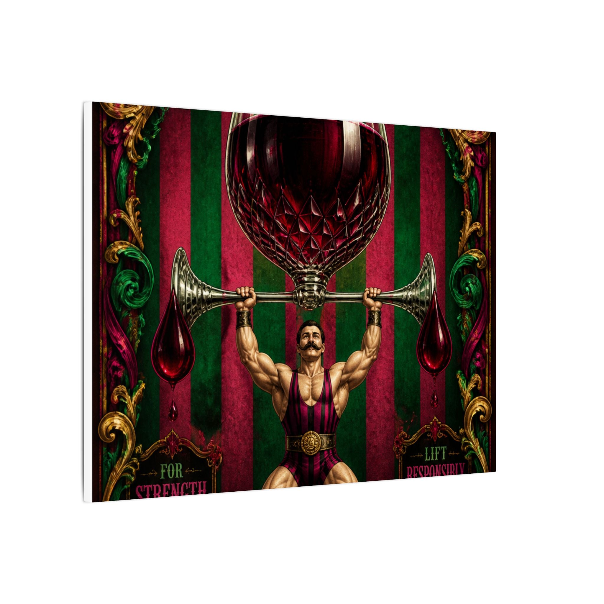 Wine Glass Strongman Wall Art Canvas 16×20 Baroque Home Office Decor Maximalist Print