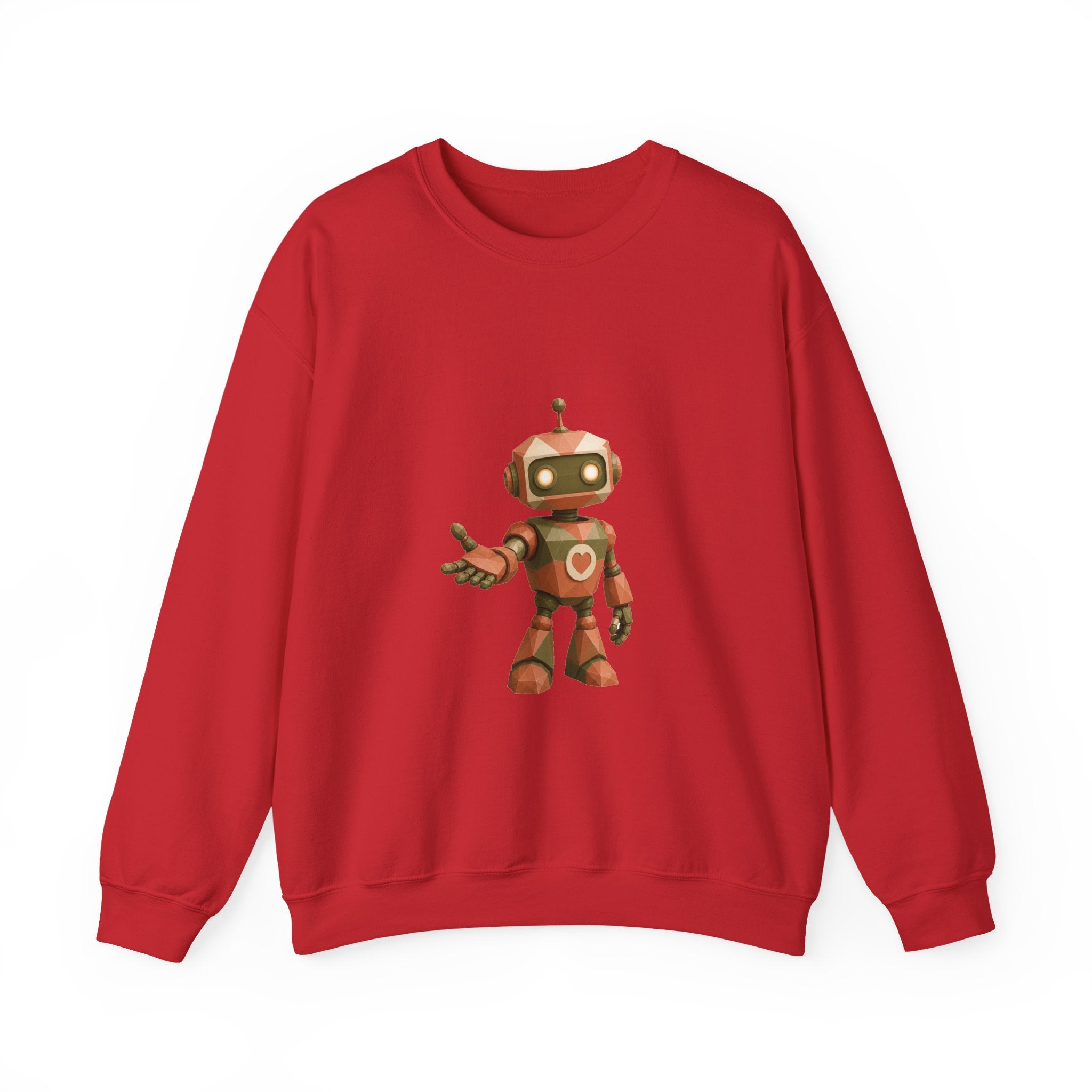 Matching Couple Sweatshirt - Robot & Heart Matching Couple Crewneck Sweatshirt Geometric Art His Hers Couple Gift - Design A