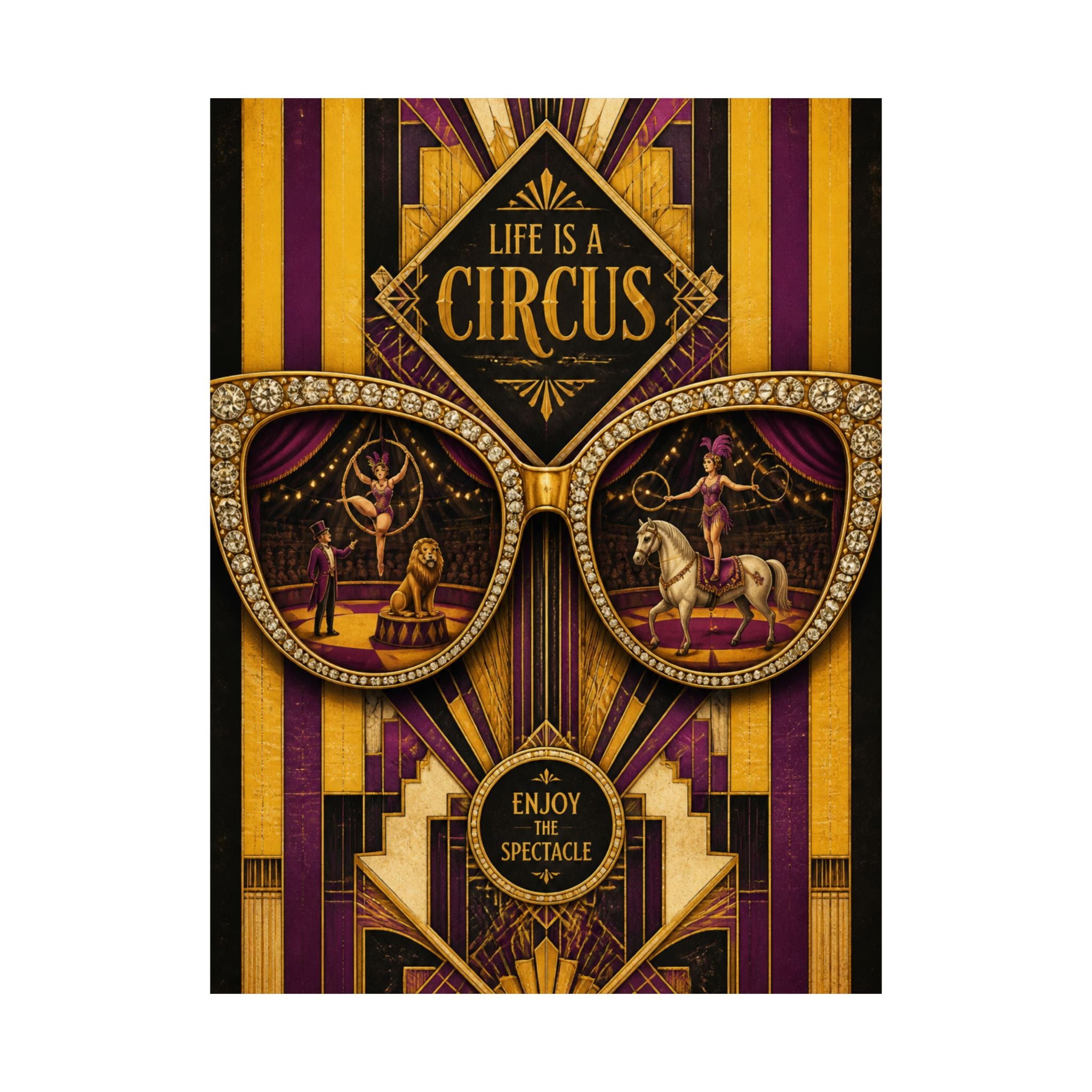 Sunglasses Circus Ring Wall Art Poster 18×24 Art Deco Entryway Decor Maximalist Print