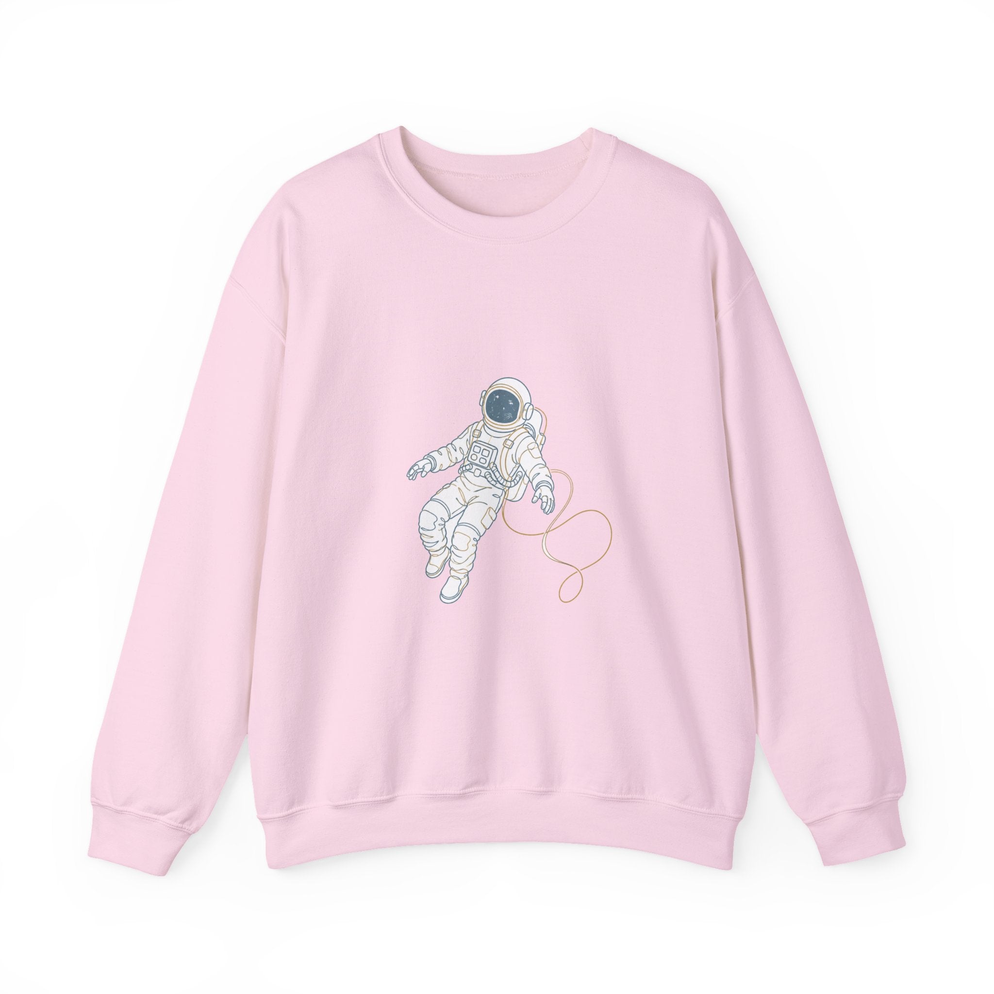 Matching Couple Sweatshirt - Astronaut & Planet Matching Couple Crewneck Sweatshirt Minimalist Art His Hers Valentine Gift - Design A