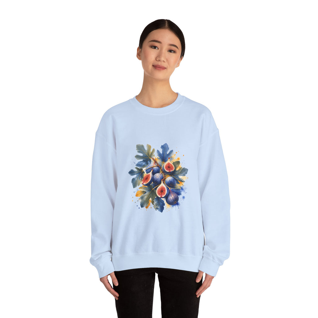 Matching Couple Sweatshirt - Olive Branch & Fig Matching Couple Premium Fleece Sweatshirt Watercolor Art His Hers Birthday Gift - Design B