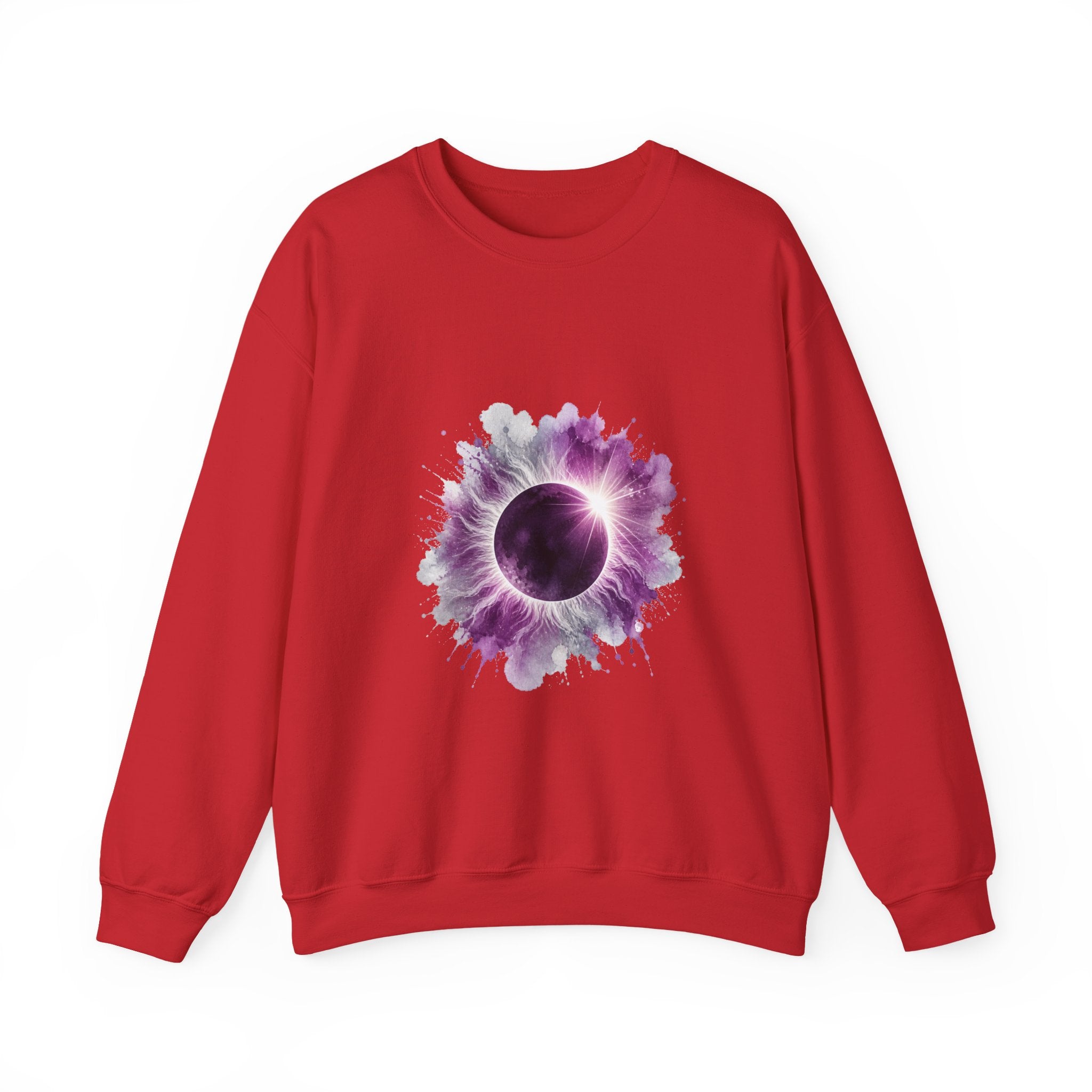Matching Couple Sweatshirt - Solar & Lunar Eclipse Matching Couple Premium Fleece Sweatshirt Watercolor Art His Hers Birthday Gift - Design A
