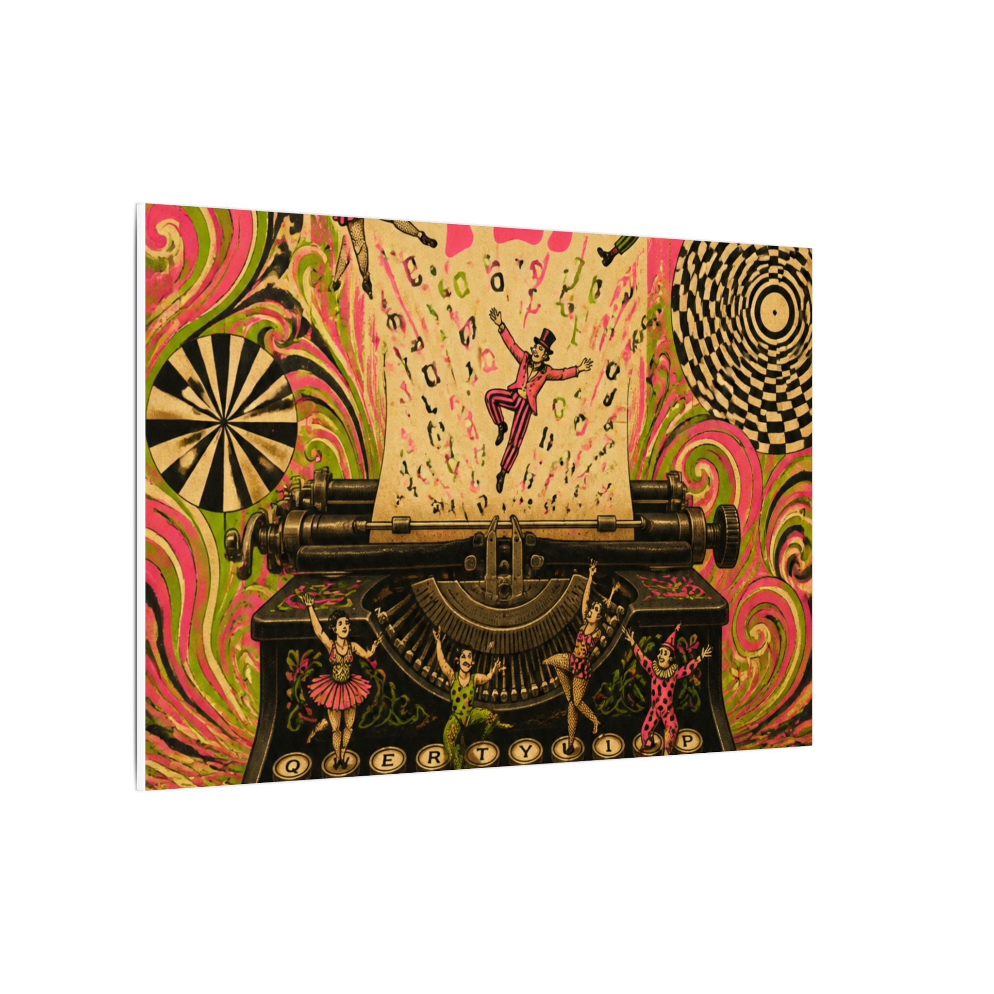 Typewriter Flying Letters Wall Art Canvas 16×20 Psychedelic Cafe Decor Maximalist Print